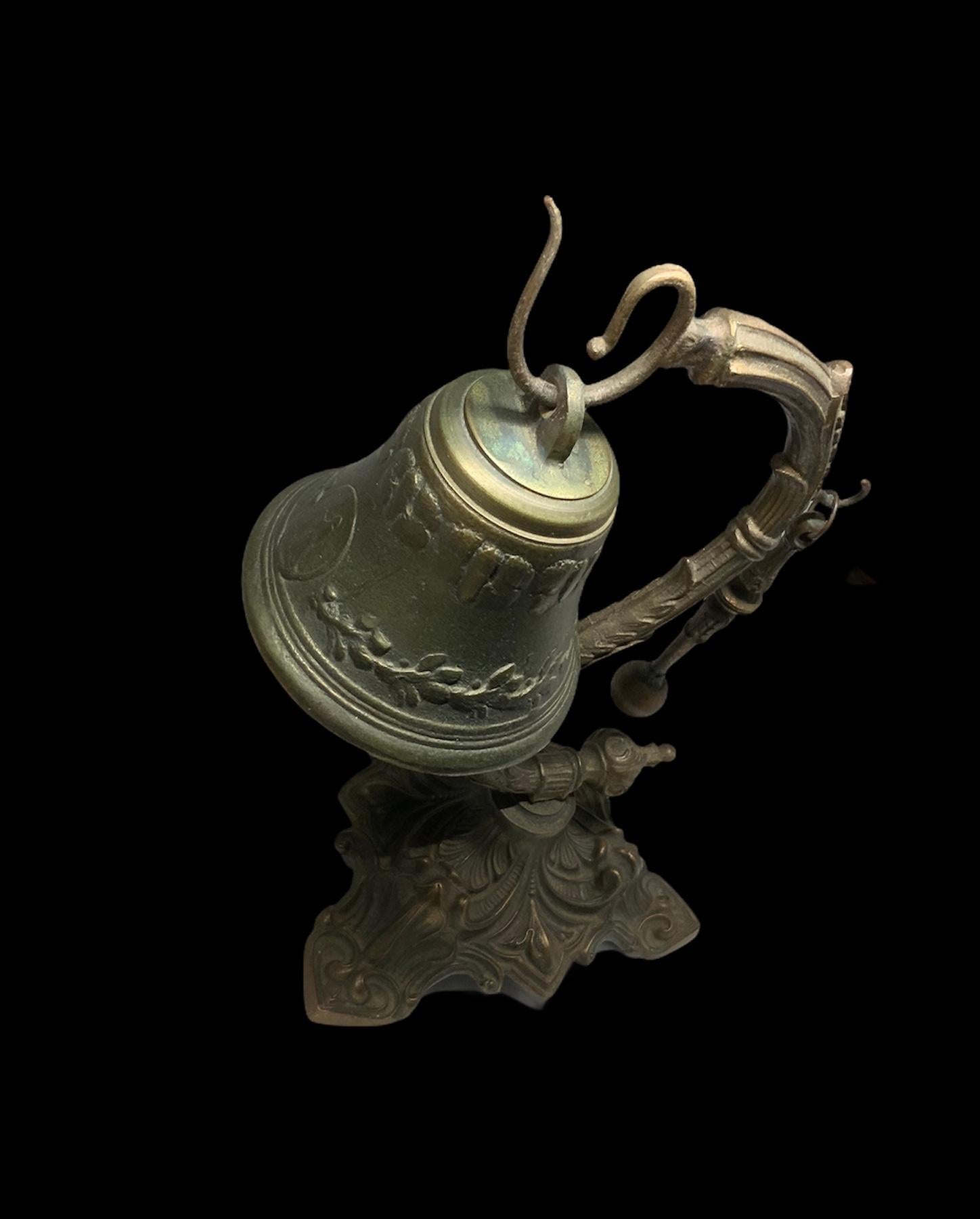 Molded Rococo Style Heavy White Metal Call Bell For Sale