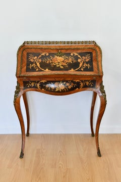 Rococo-Style Inlaid Slant Front Desk