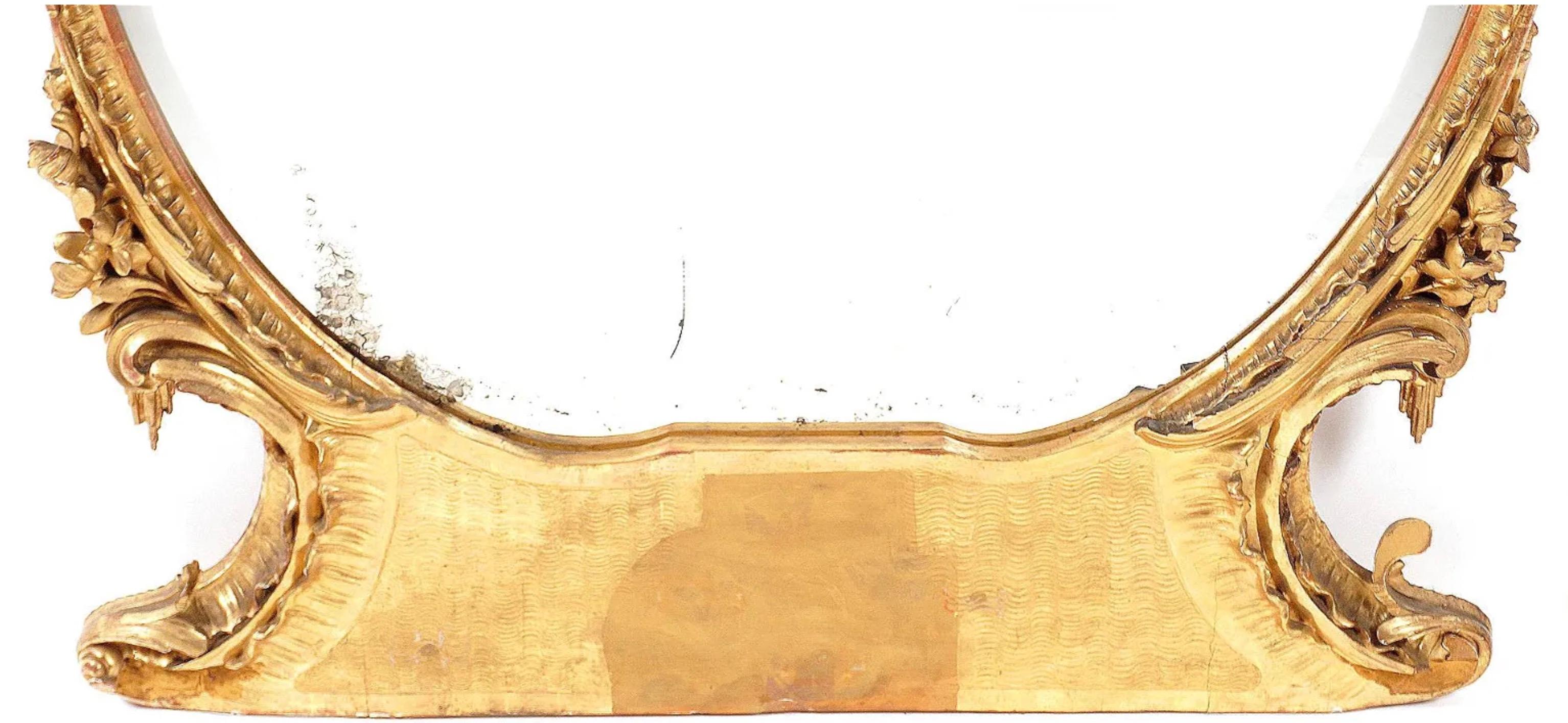 Miroir italien en bois doré de style rococo État moyen - En vente à Dallas, TX
