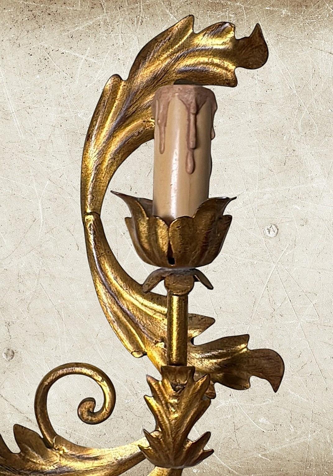 Applique da parete italiana in stile rococò con lastra e fusione in ottone dorato in vendita 7