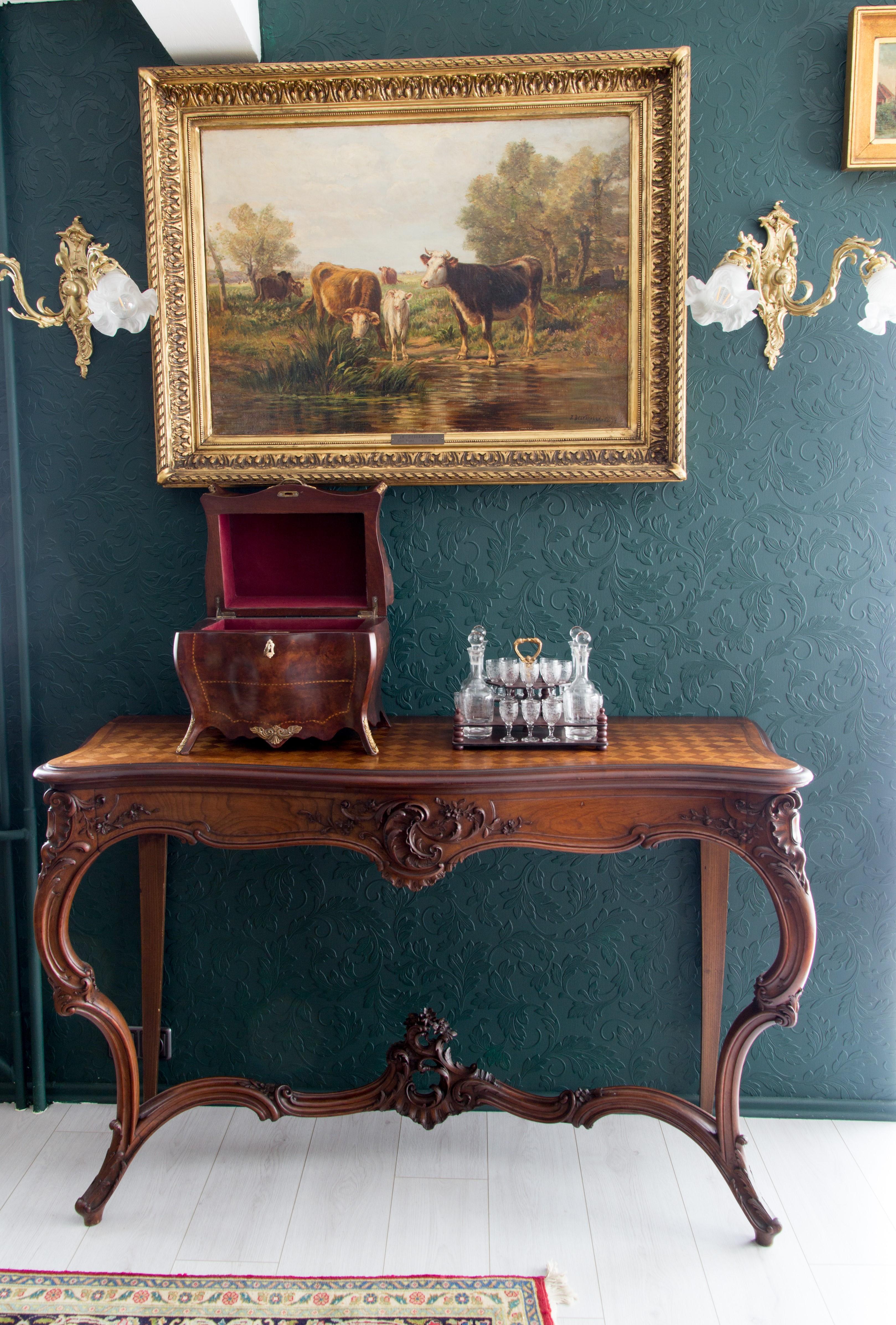 Rococo Style Liquor Bar Tantalus Liquor Cabinet with Bronze Mounts 3