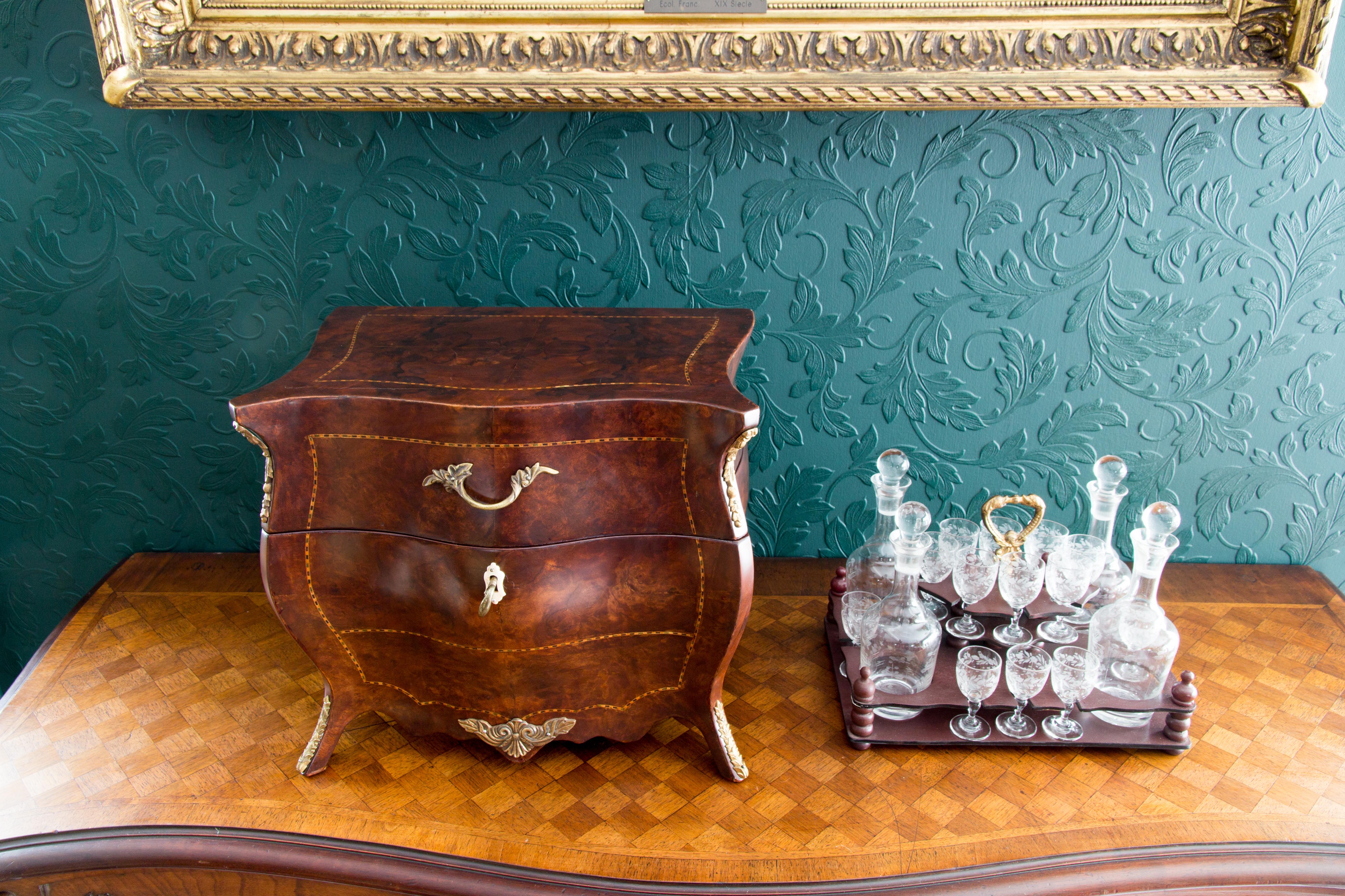 Rococo Style Liquor Bar Tantalus Liquor Cabinet with Bronze Mounts 5