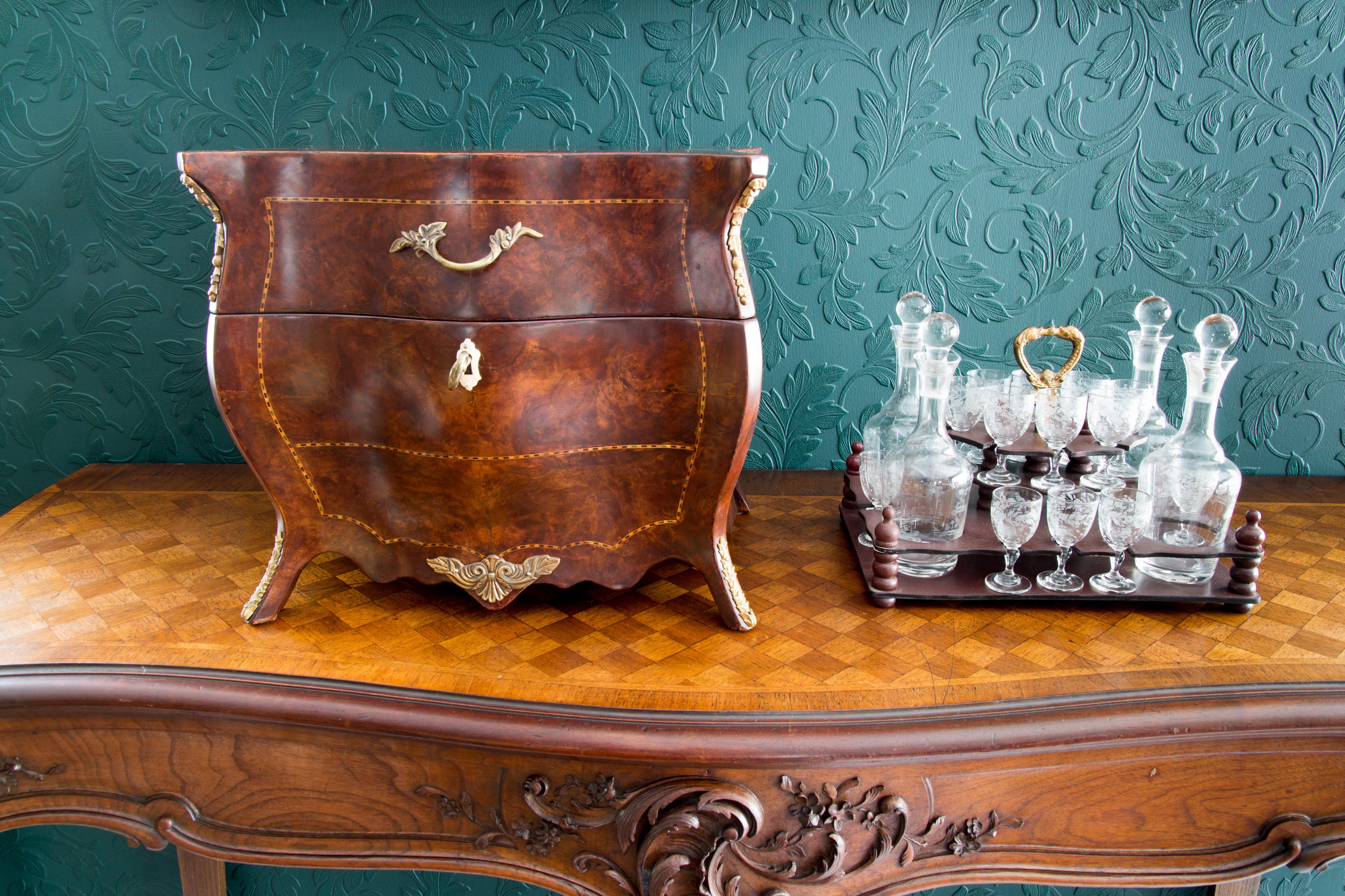 Rococo Style Liquor Bar Tantalus Liquor Cabinet with Bronze Mounts 6