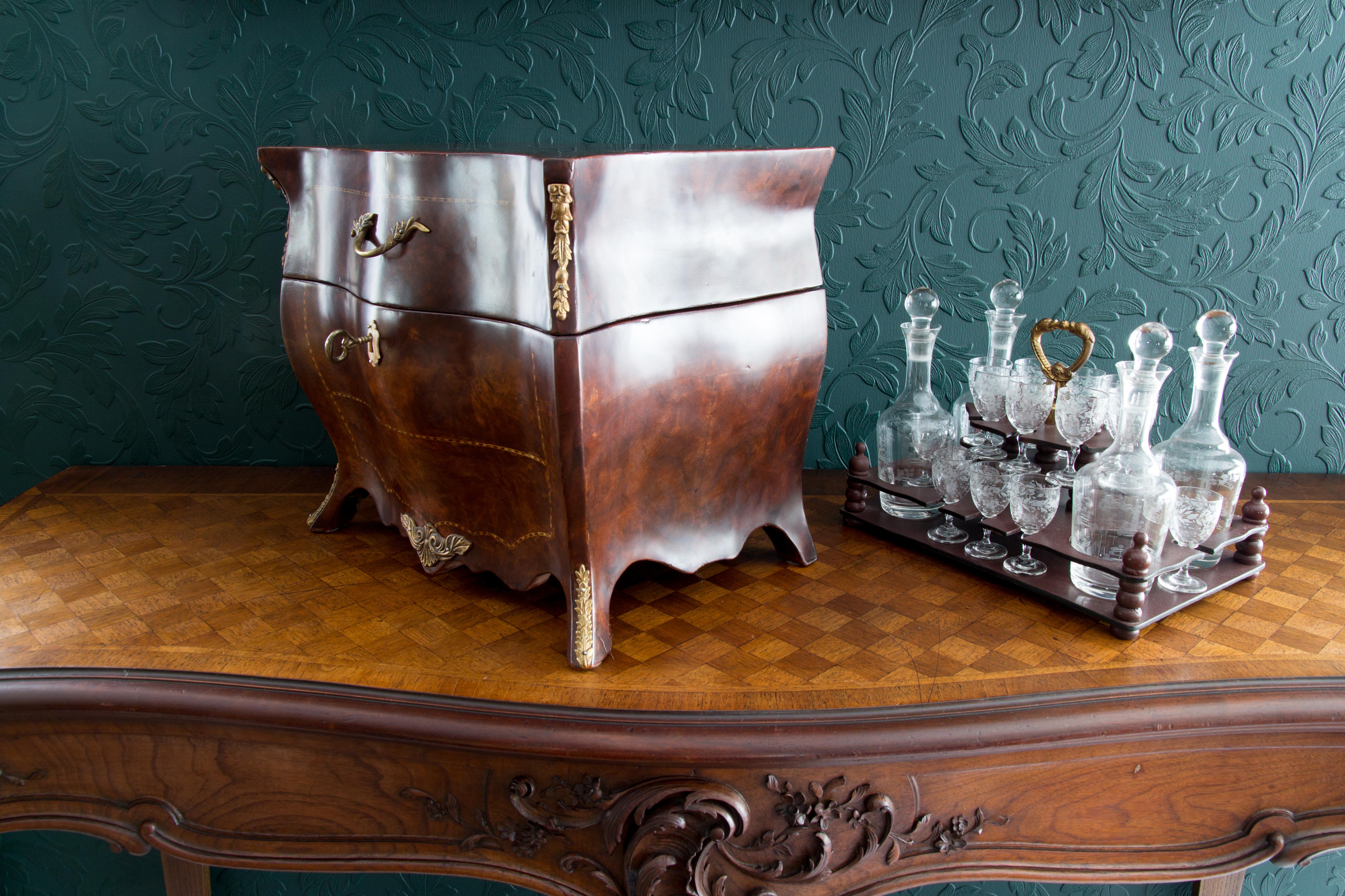 Rococo Style Liquor Bar Tantalus Liquor Cabinet with Bronze Mounts 8