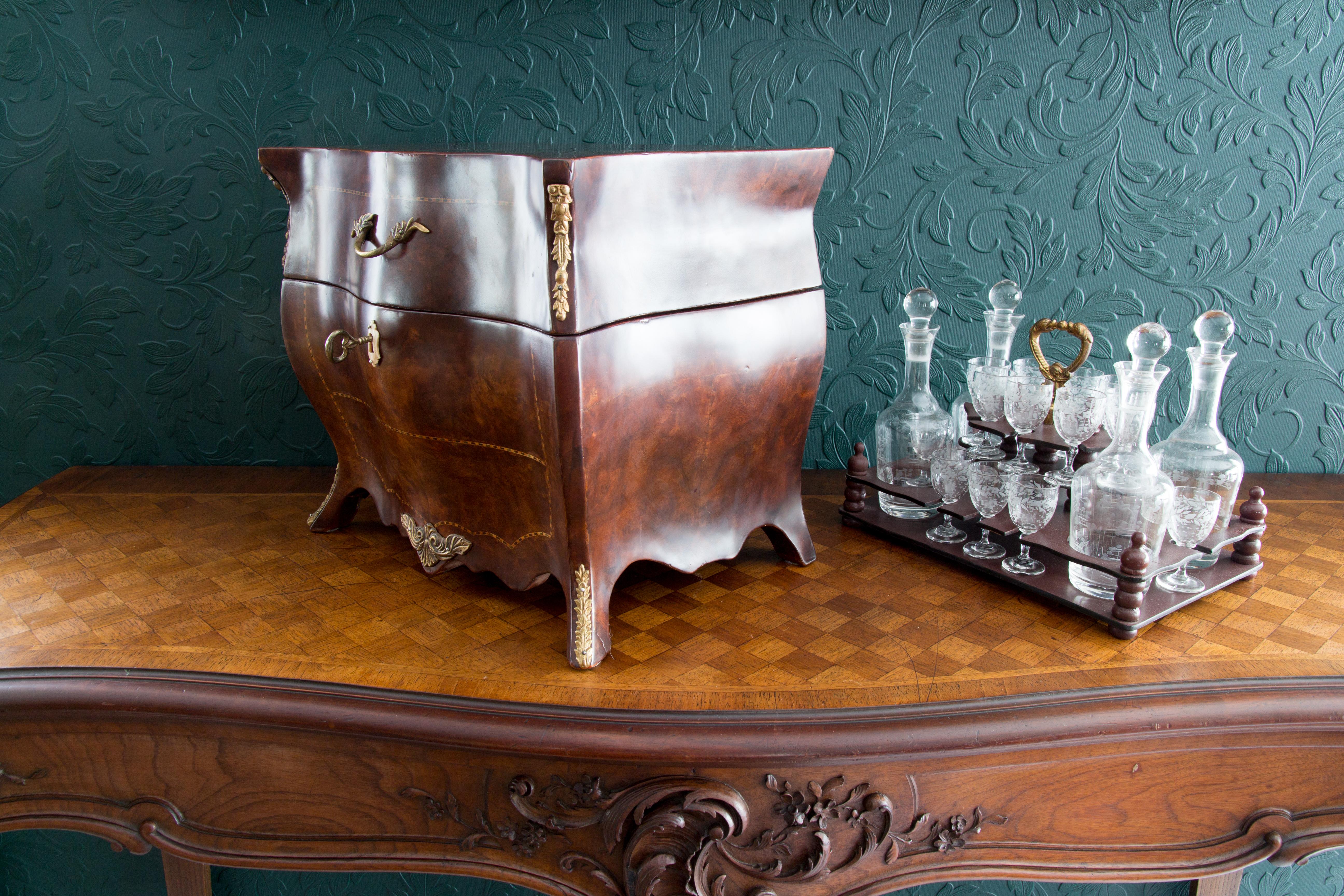 Rococo Style Liquor Bar Tantalus Liquor Cabinet with Bronze Mounts 9