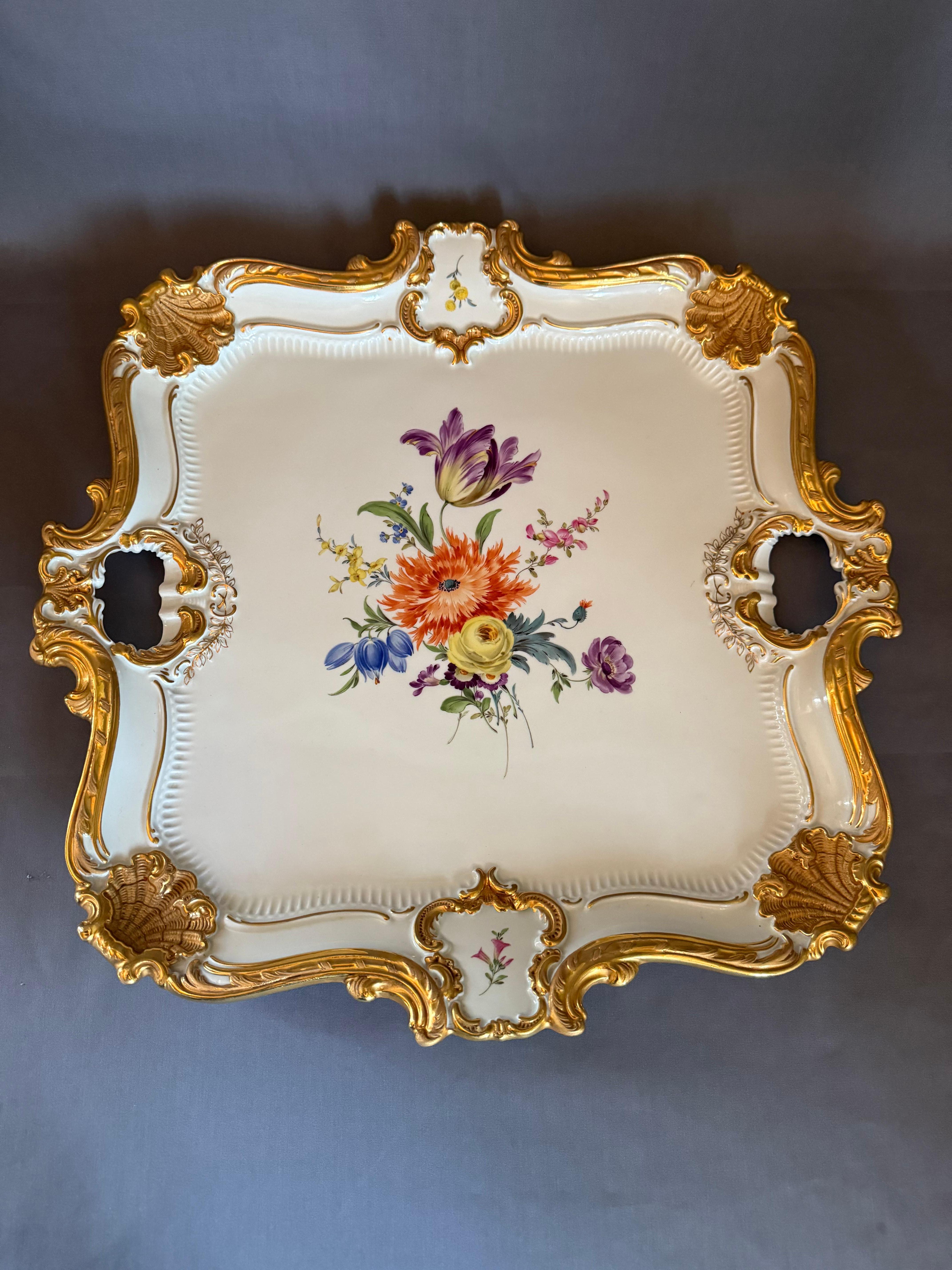 Rococo style Meissen Large Tray/Plate Germany 1934-1945 11