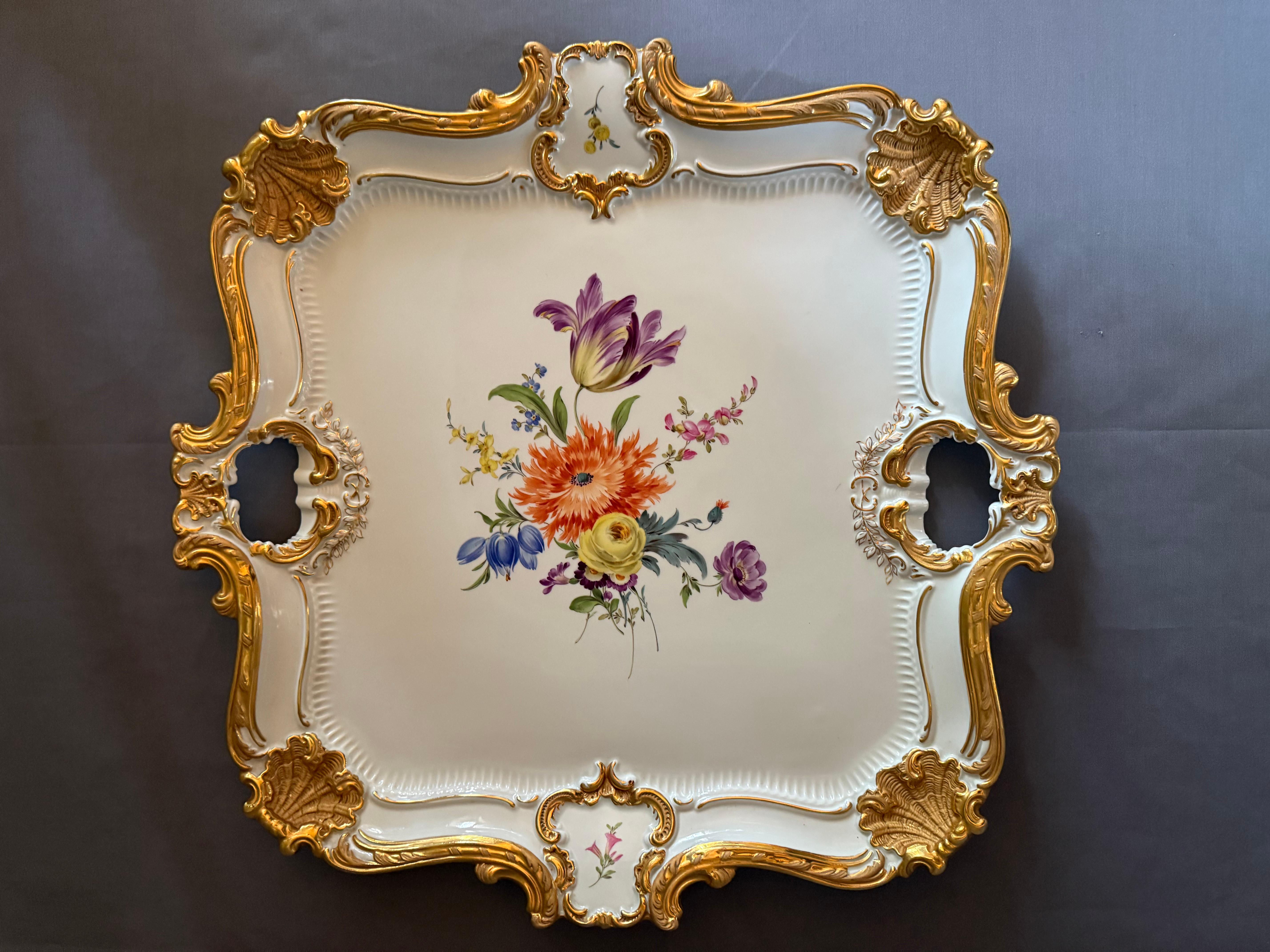 Gilt Rococo style Meissen Large Tray/Plate Germany 1934-1945