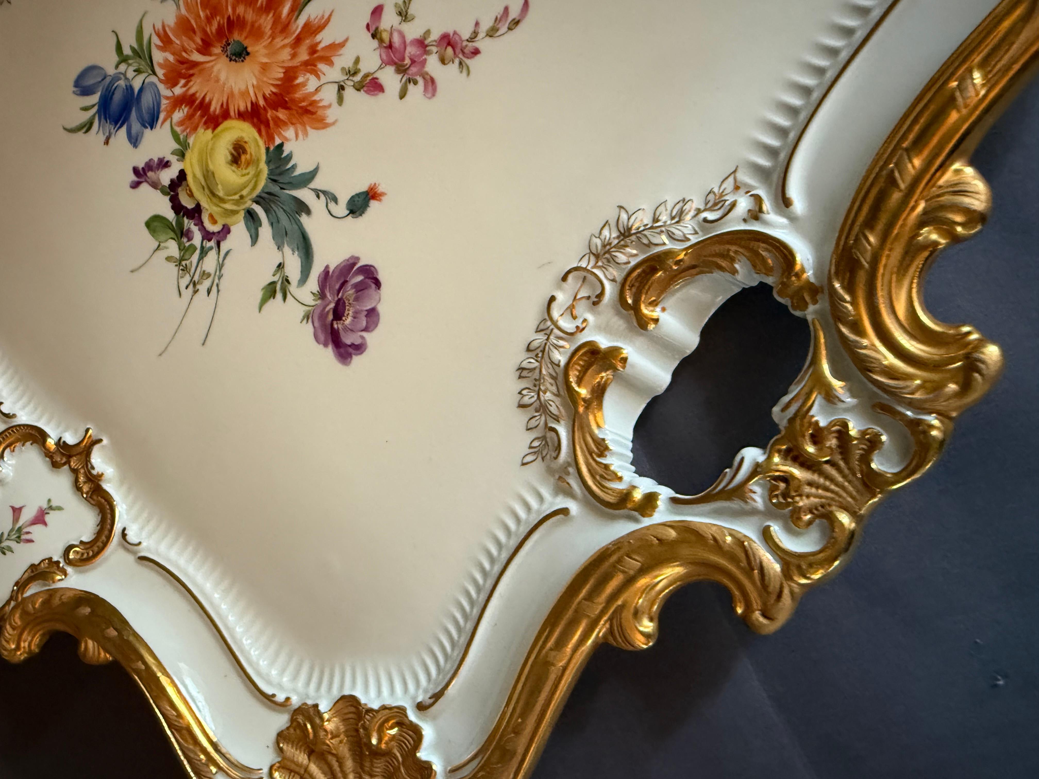 Porcelain Rococo style Meissen Large Tray/Plate Germany 1934-1945