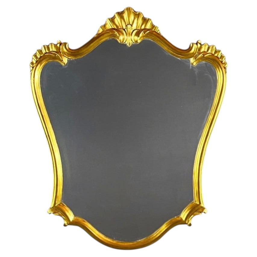 Rococo Style Wall Mirror, Giltwood Frame, Elegant Design, 20th Century For Sale