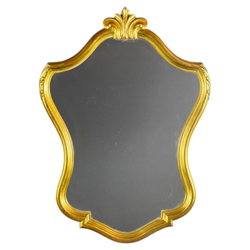Rococo Style Wall Mirror with Giltwood Frame and Shell Motif For Sale