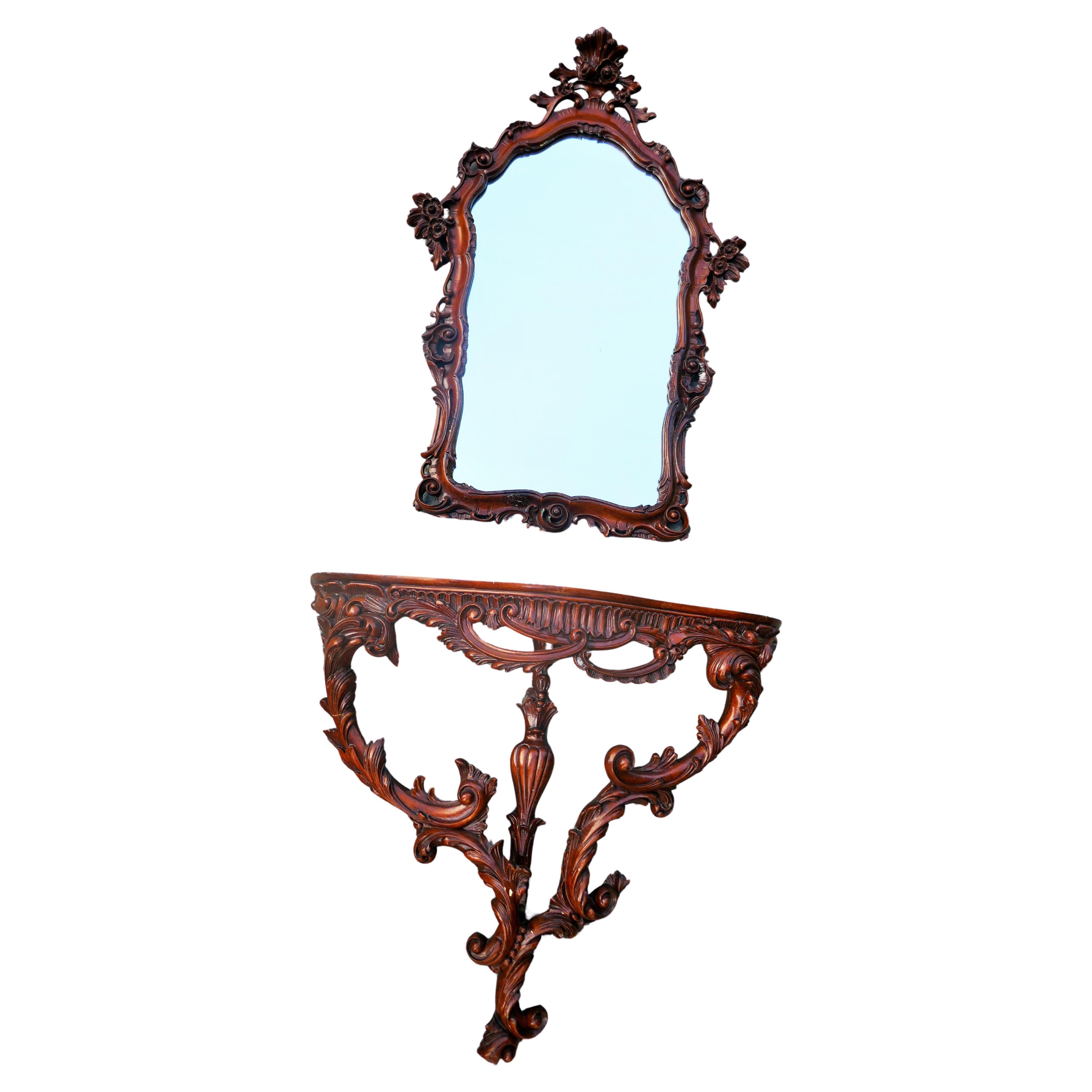 Miroir et console de style rococo en vente 2