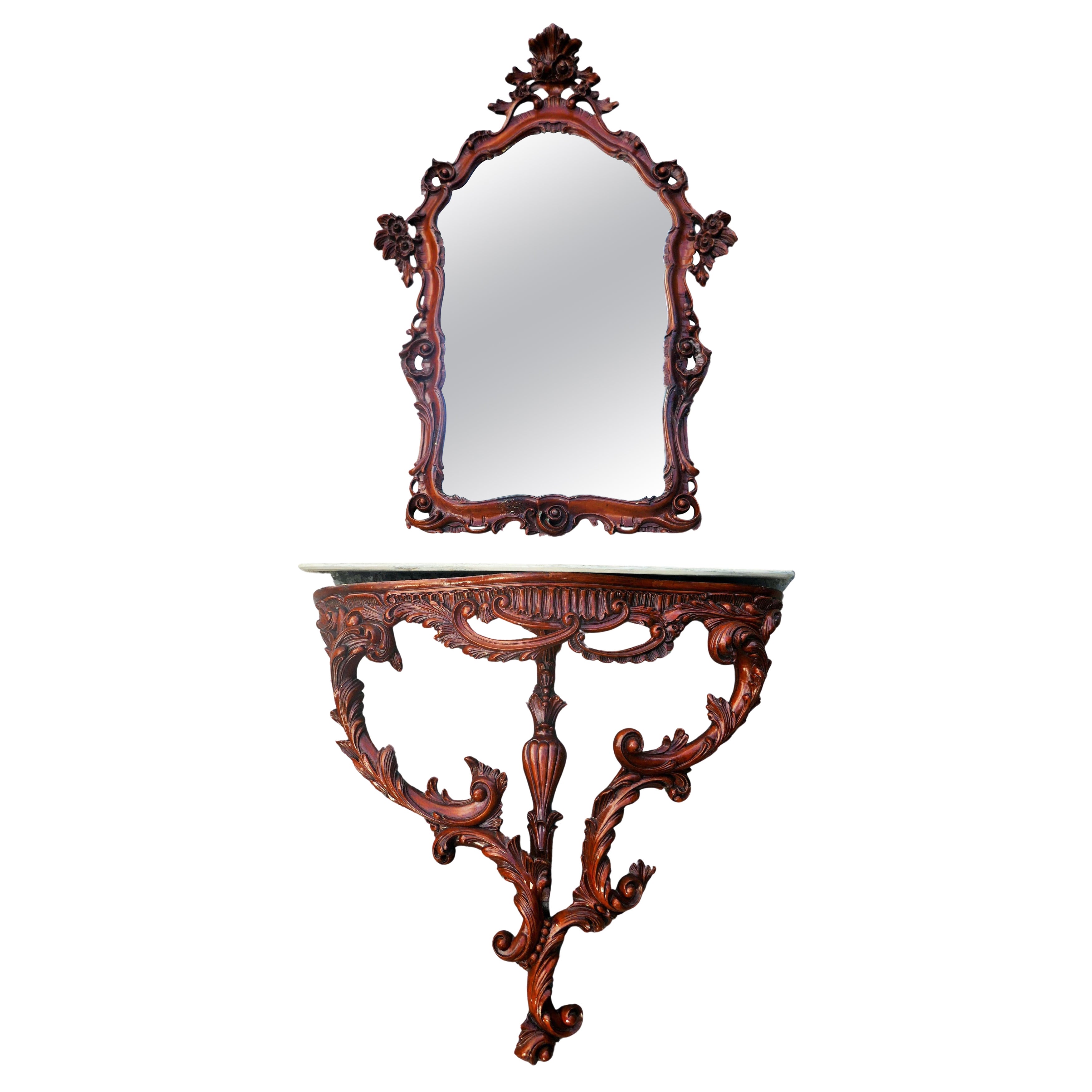 Miroir et console de style rococo en vente