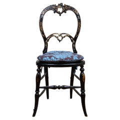 Rococo Style Mother-of-Pearl Inlaid Ebonized Chair