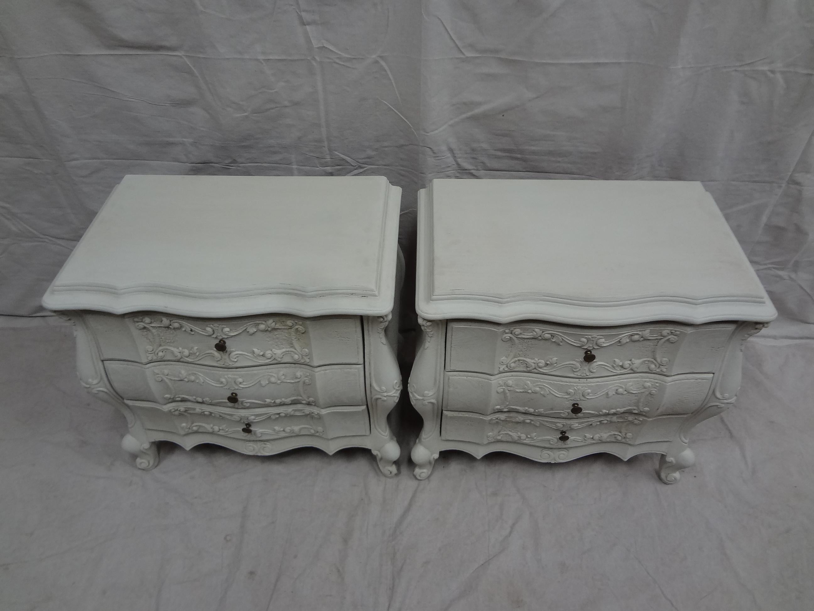 Rococo Style Nightstands In Distressed Condition In Hollywood, FL