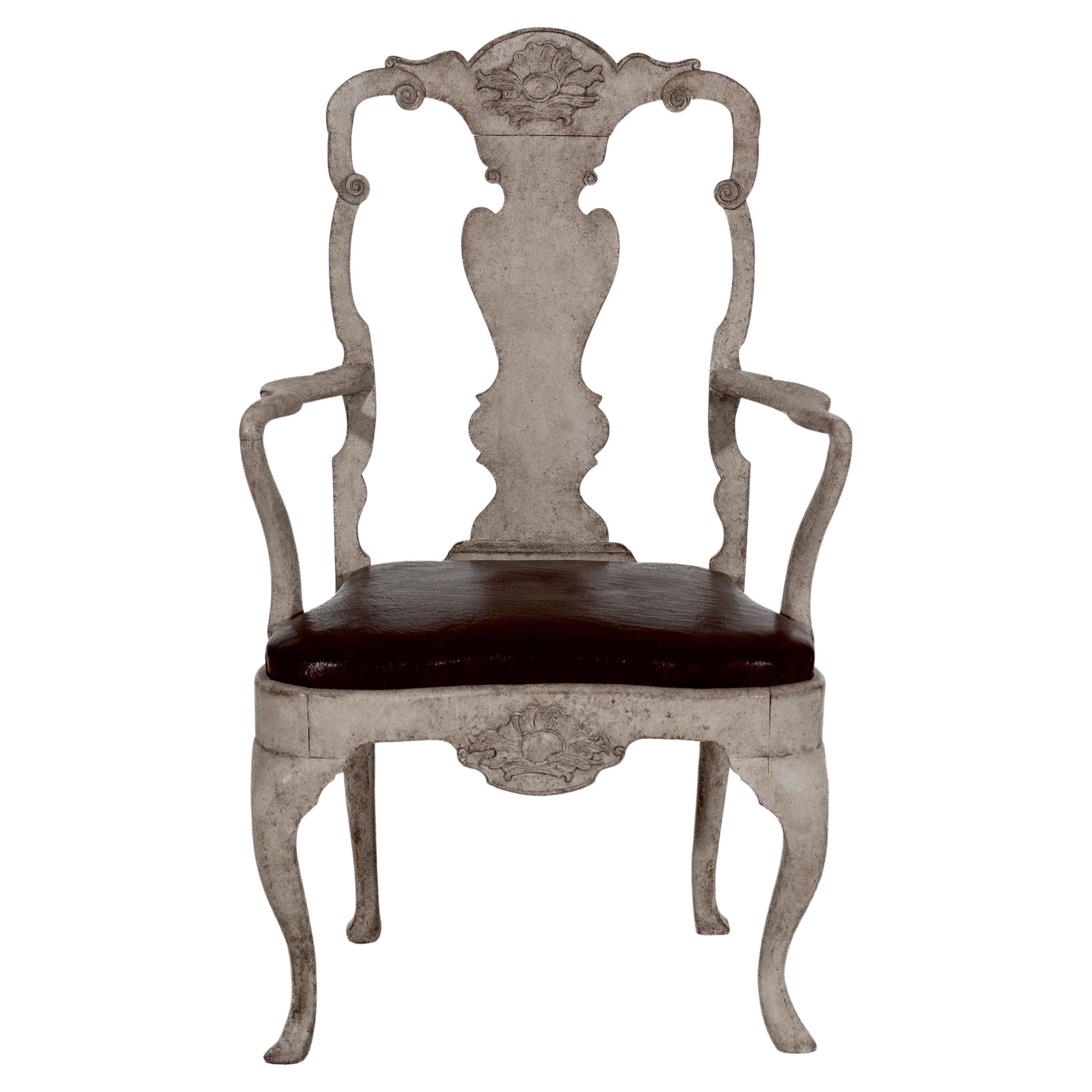 Rococo Style Norwegian Armchair 18th C For Sale