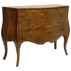 Rococo Style Olive Wood and Walnut Chest of Drawers, Italian