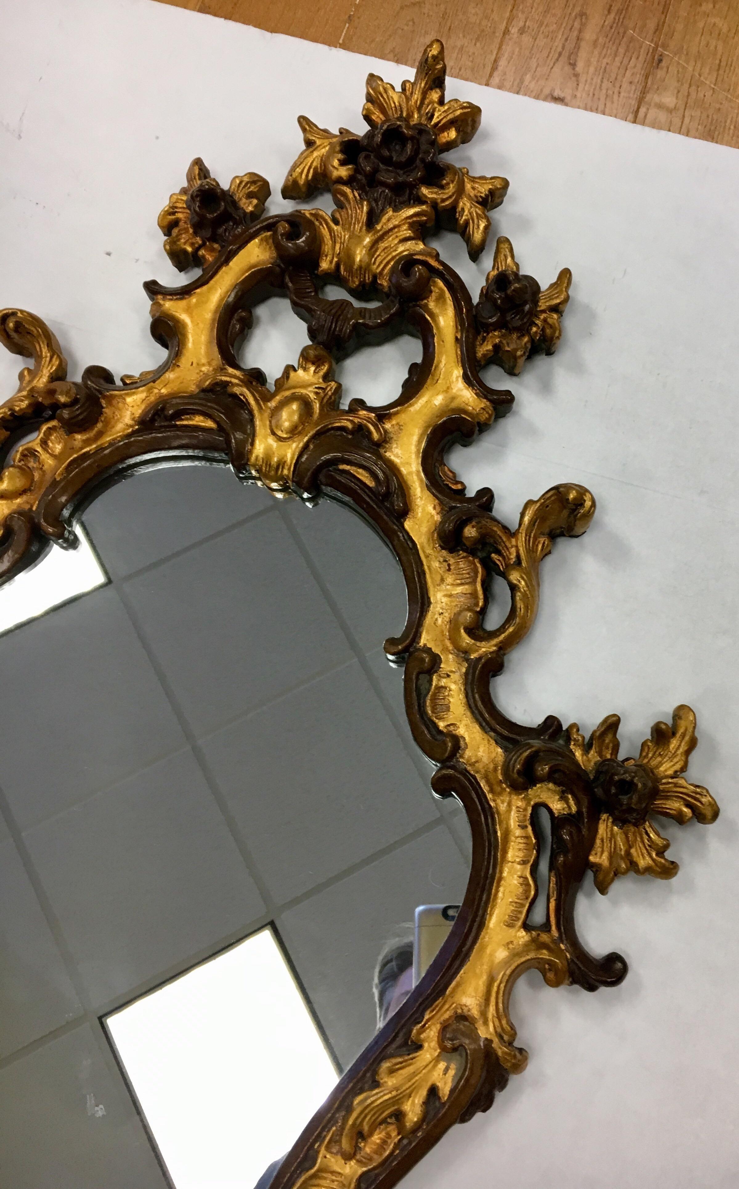 Rococo Style Ornate Carved Giltwood Shield Wall Mirror 5