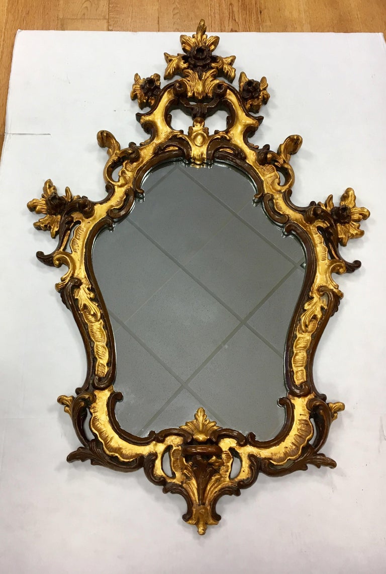 Rococo Style Ornate Carved Giltwood Shield Wall Mirror For ...