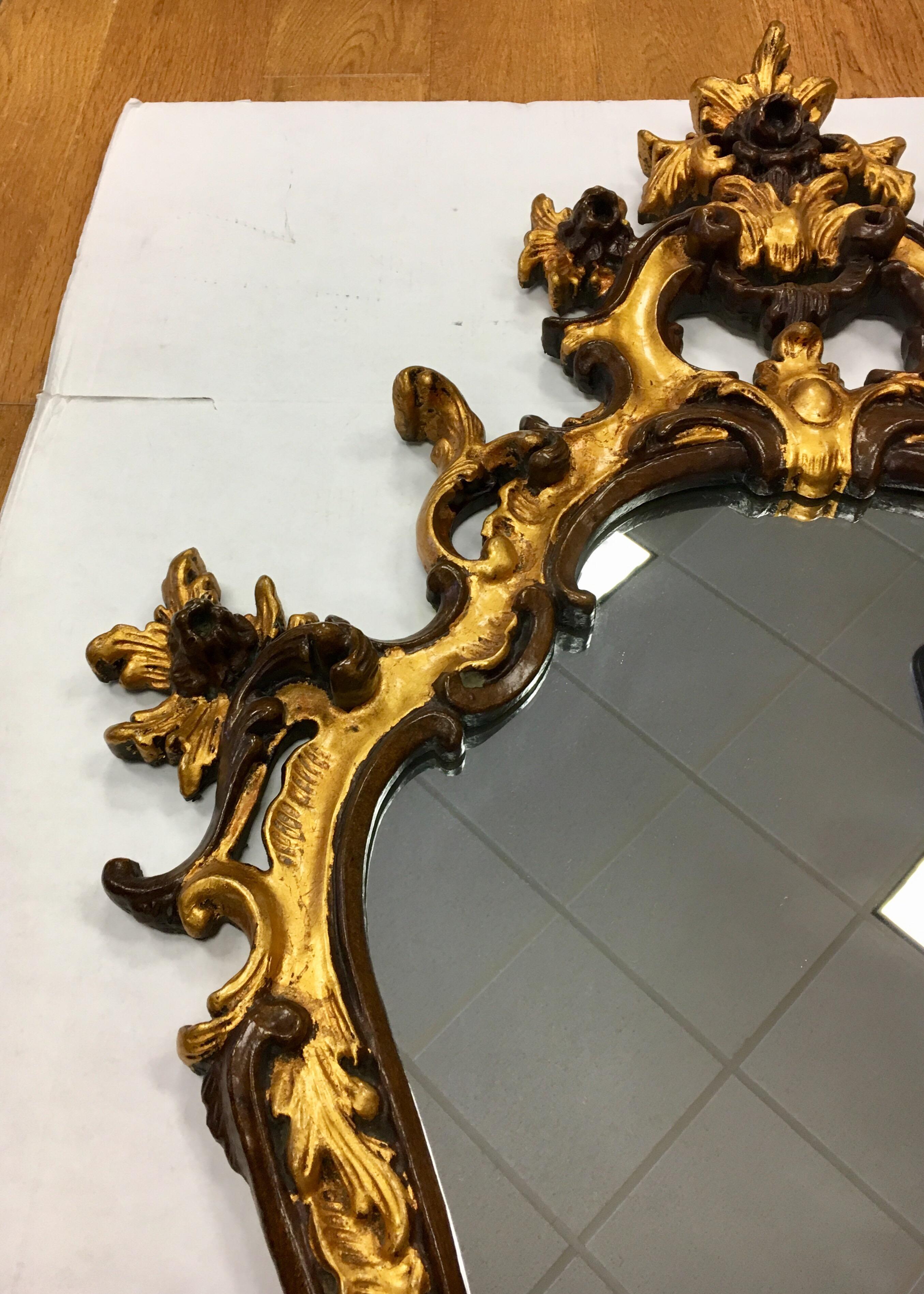 Rococo Style Ornate Carved Giltwood Shield Wall Mirror 3
