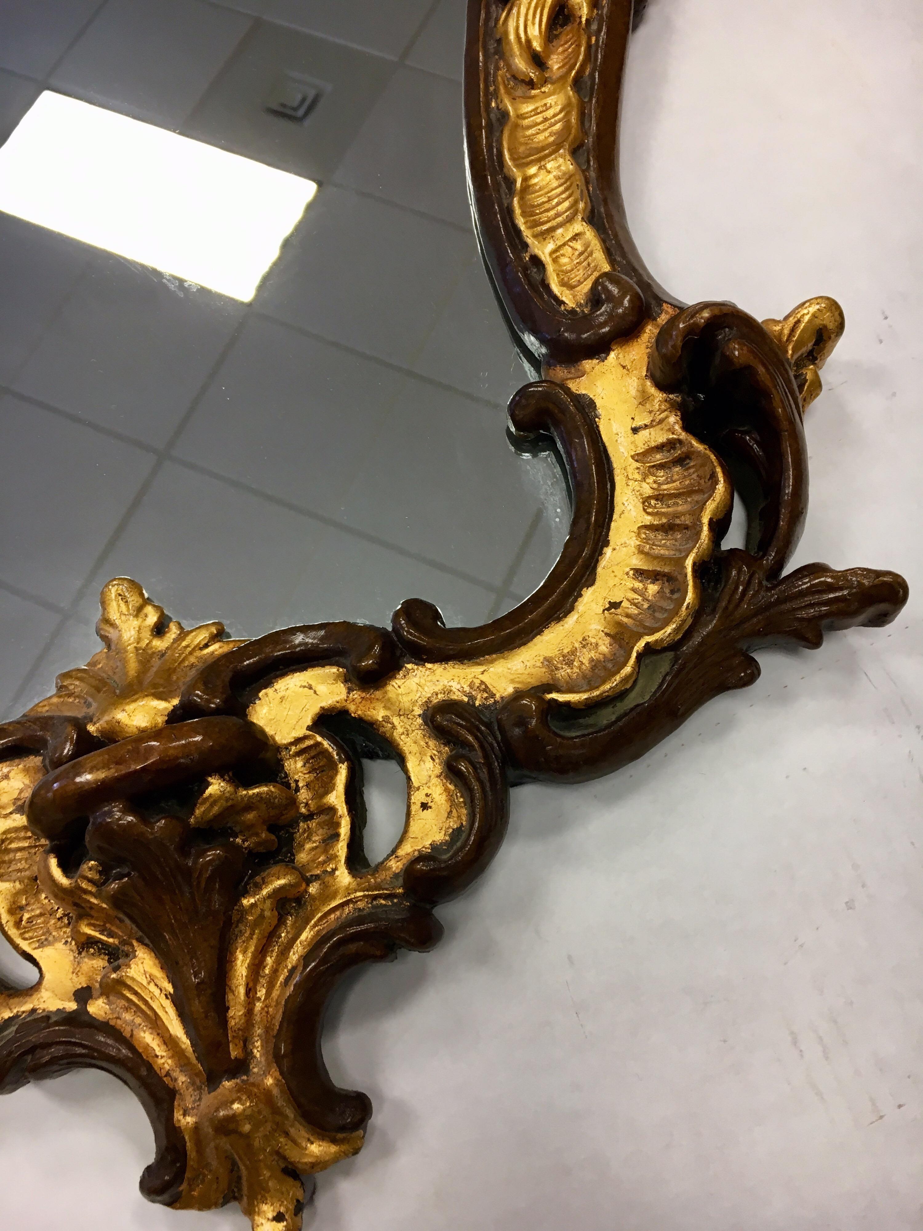 Rococo Style Ornate Carved Giltwood Shield Wall Mirror 4