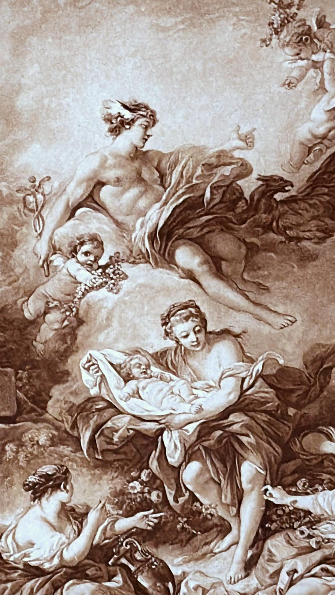 Rococo Style Pair Of French Lithographs With Italian Wooden Frames  Gold Accents For Sale 9