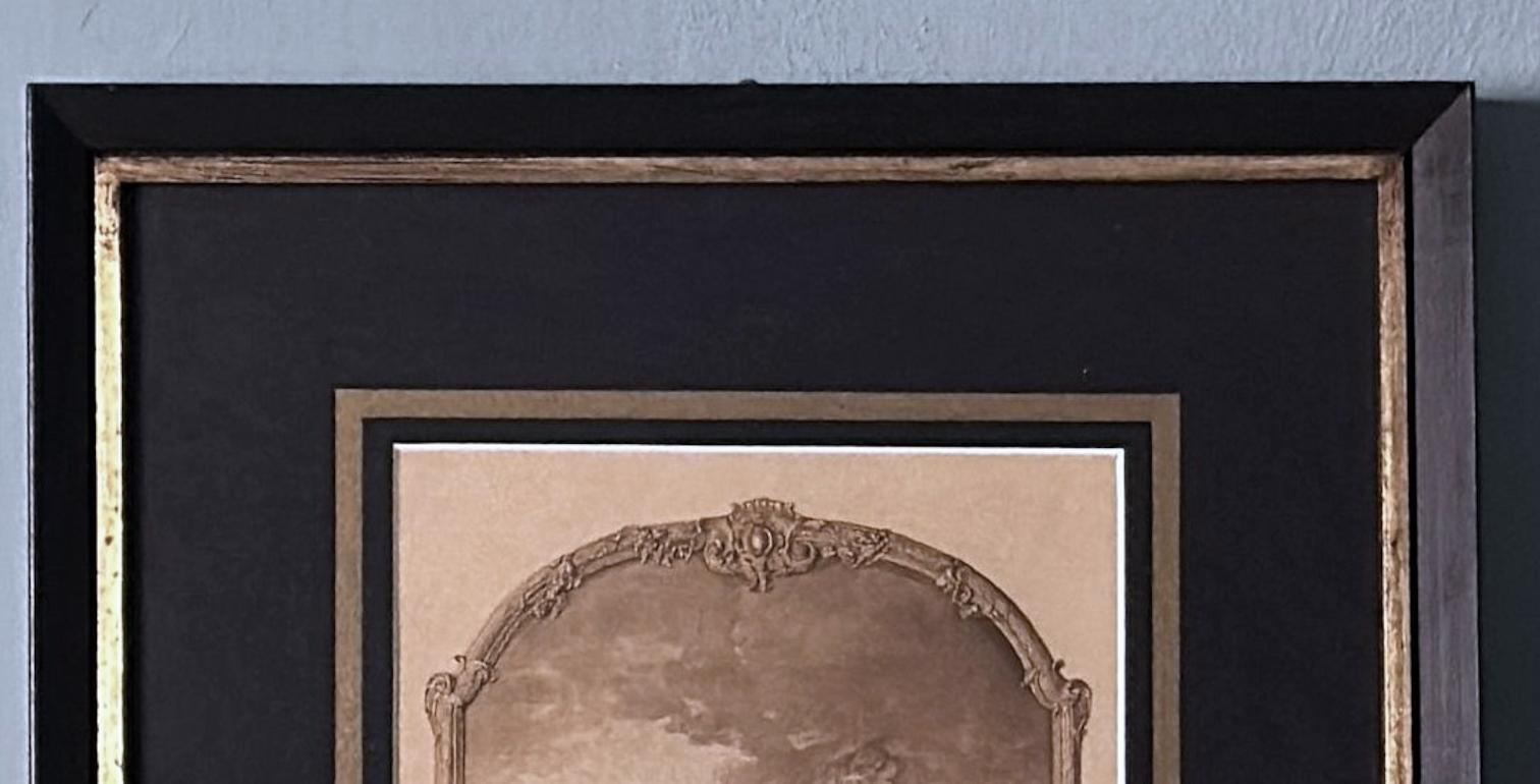 Rococo Style Pair Of French Lithographs With Italian Wooden Frames  Gold Accents For Sale 11