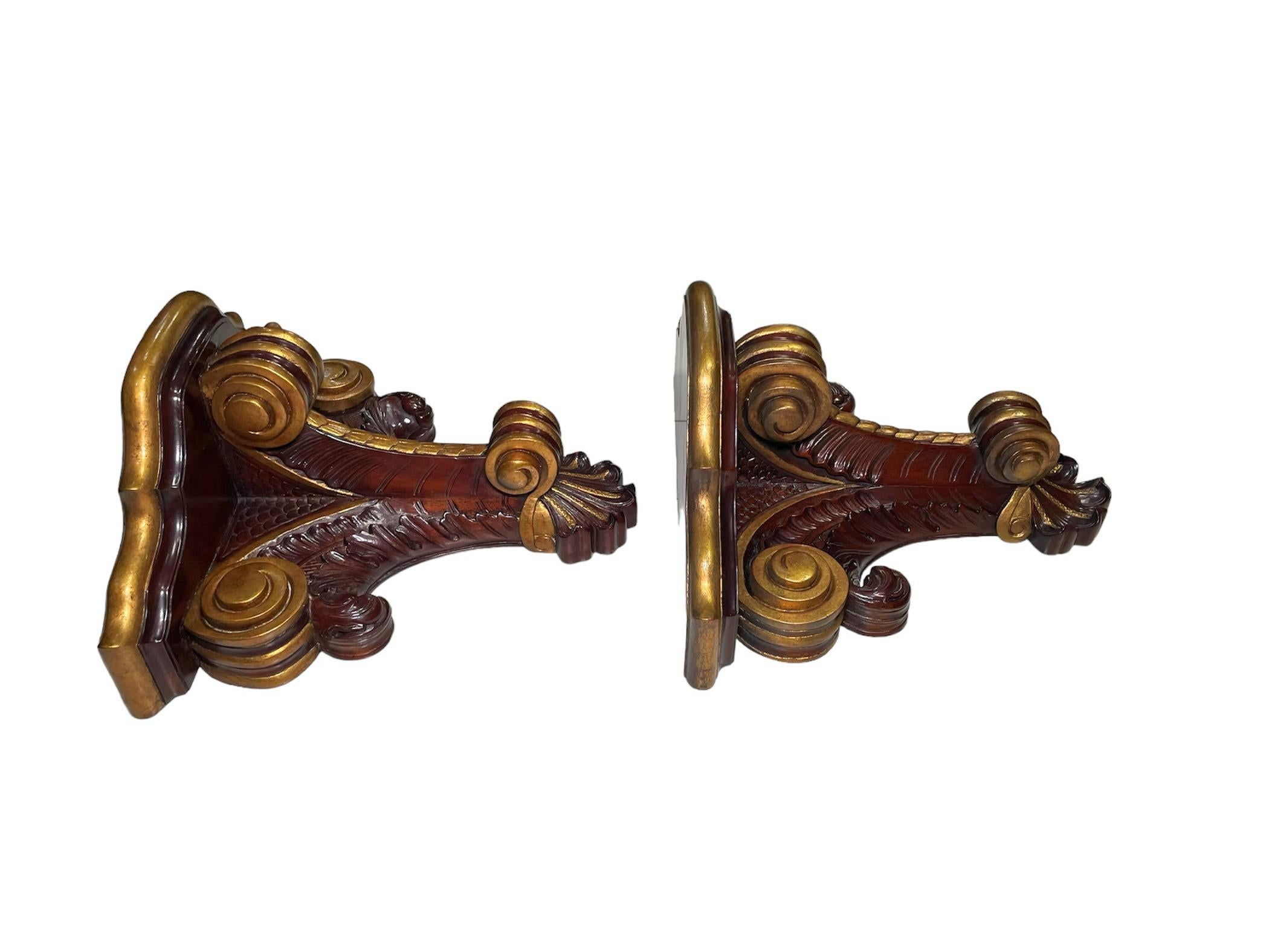 Rococo Style Pair Of Gilt Dark Wood Brackets/Shelves  For Sale 6