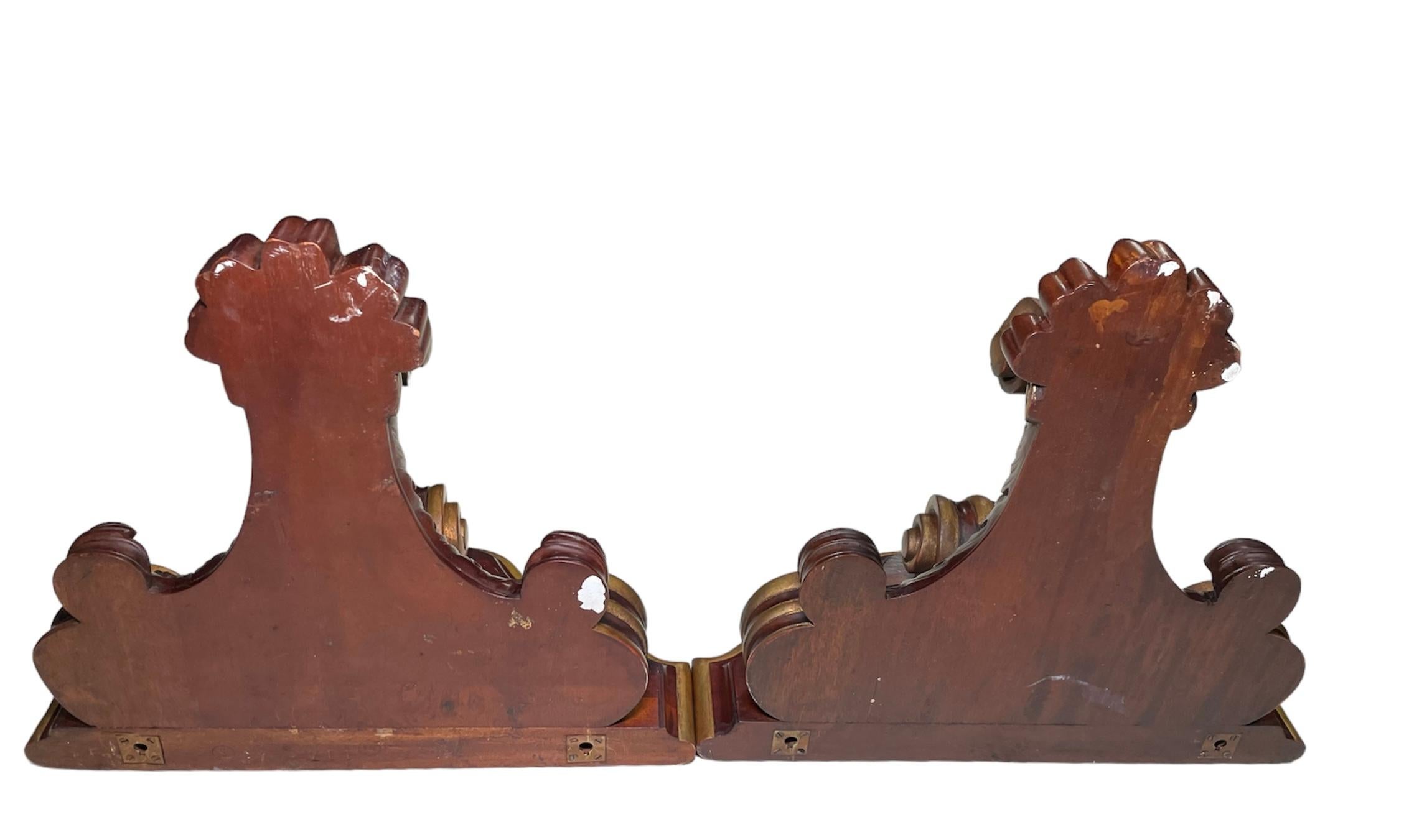 20th Century Rococo Style Pair Of Gilt Dark Wood Brackets/Shelves  For Sale