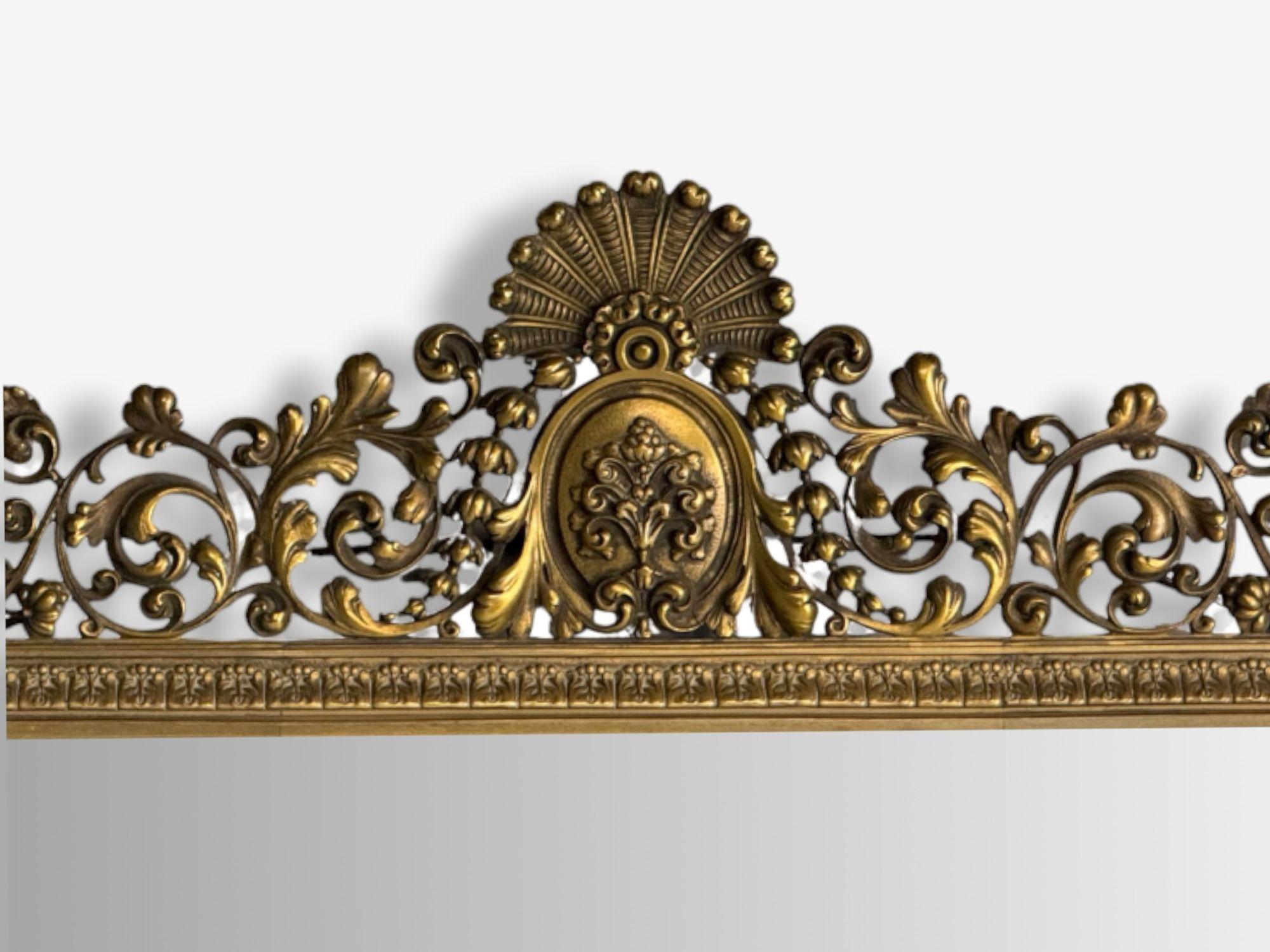Mid-20th Century Rococo Style, Patinated Bronze, Large Ornate Wall Mirror, France, 1930s For Sale
