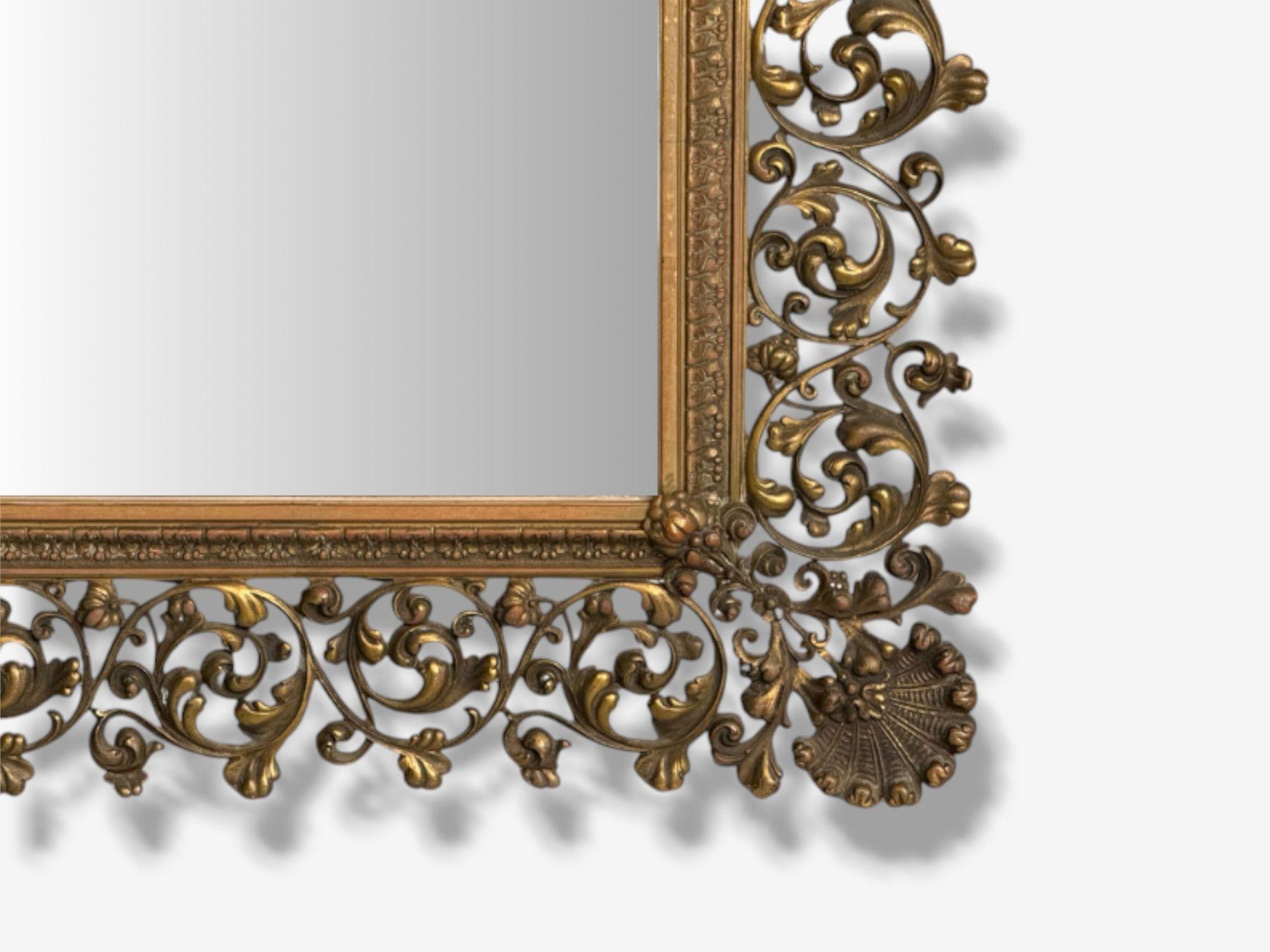 Rococo Style, Patinated Bronze, Large Ornate Wall Mirror, France, 1930s For Sale 1