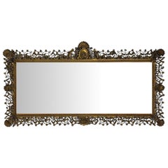 Rococo Style, Patinated Bronze, Large Ornate Wall Mirror, France, 1930s