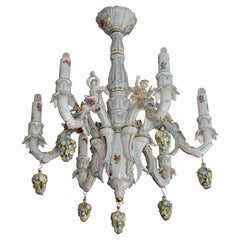 Rococo Style Porcelain Chandelier by Tettau Germany