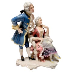 Rococo style Porcelain couple Karl Ens Volkstedt, Early 20th Century