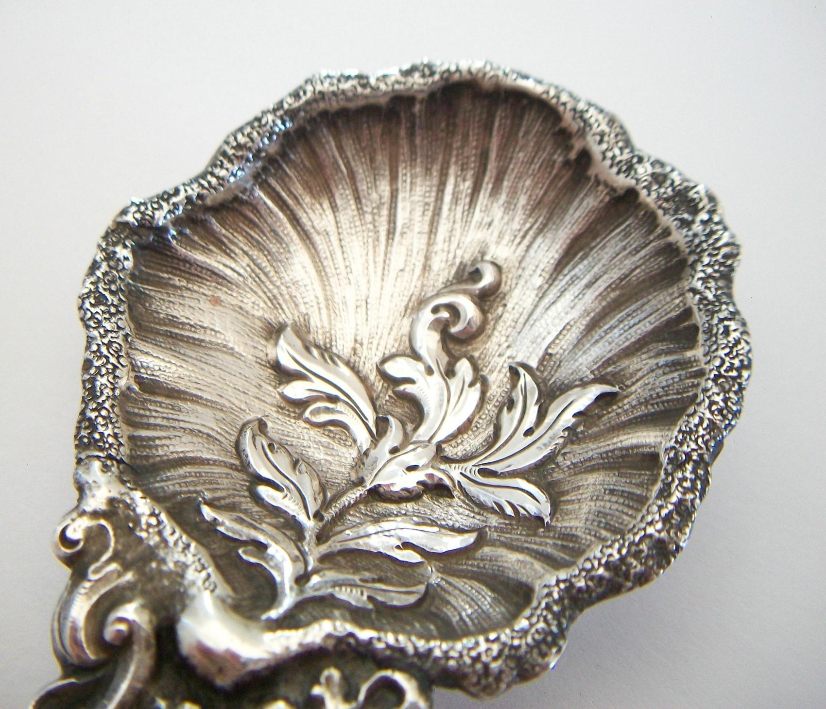 Rococo Style Repousse Silver Plate Tea Caddy Spoon, U.K., Mid-19th Century For Sale 3