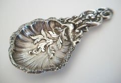 Rococo Style Repousse Silver Plate Tea Caddy Spoon, U.K., Mid-19th Century