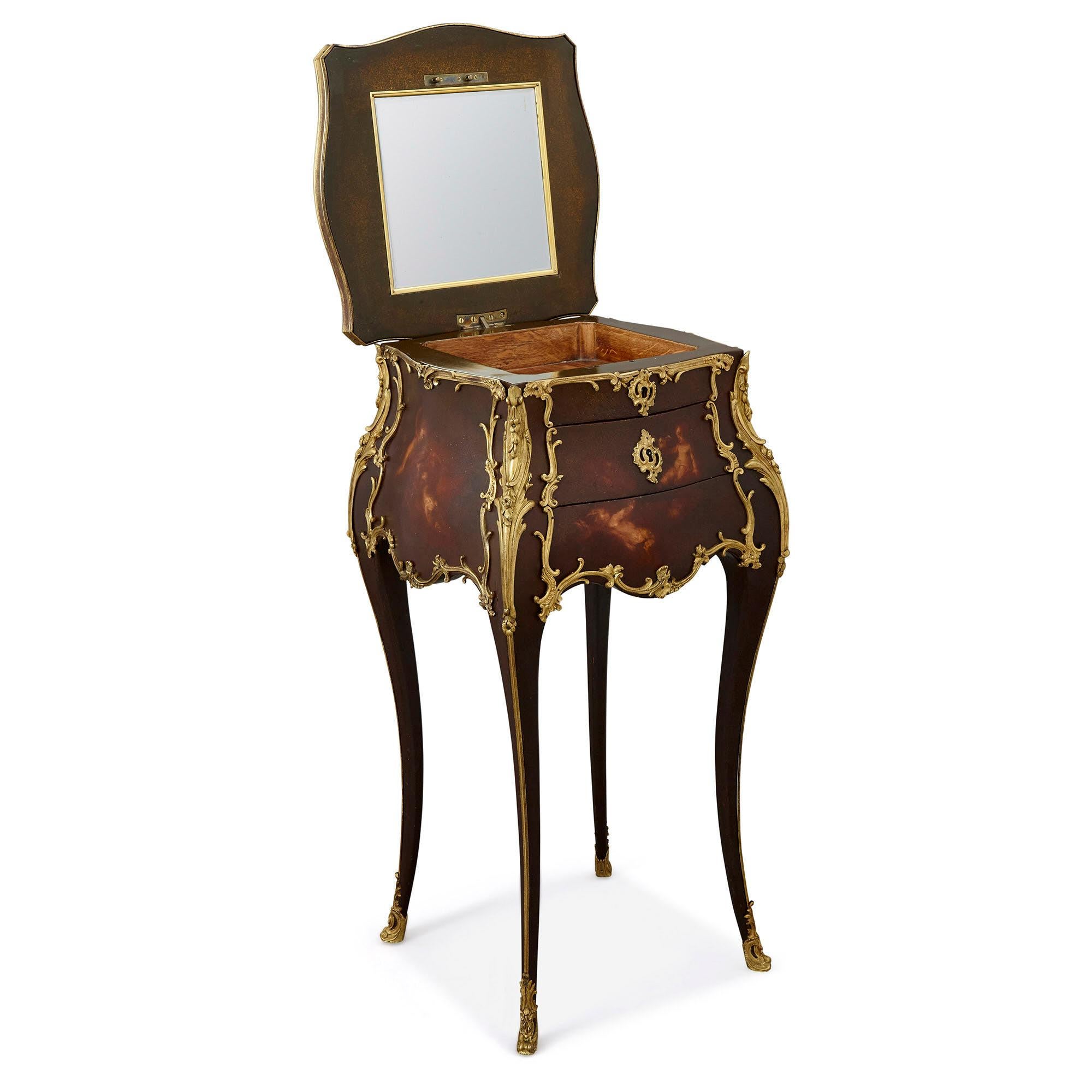 Louis XV Rococo Style Side Table with Vernis Martin Decoration and Gilt Bronze Mounts For Sale