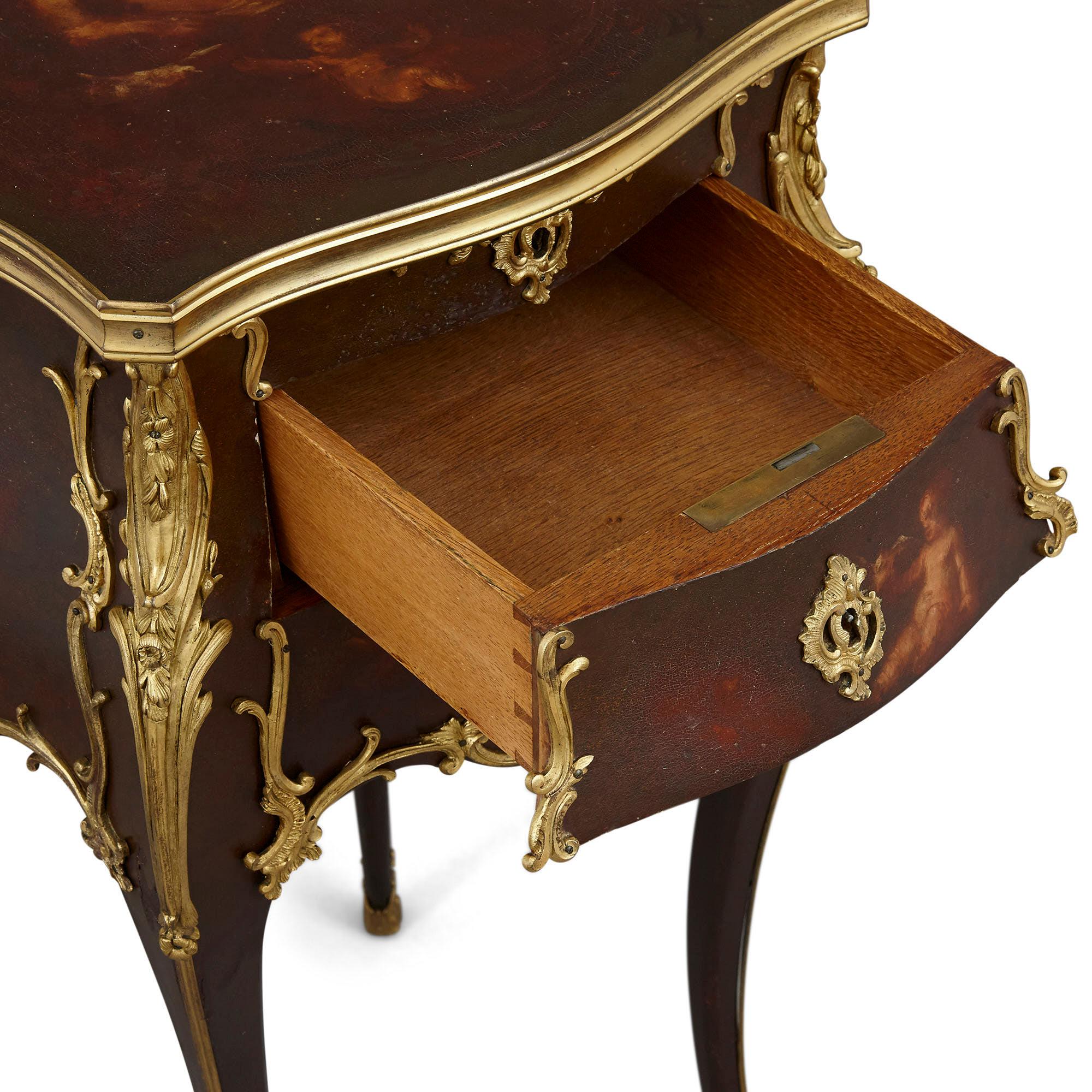 Rococo Style Side Table with Vernis Martin Decoration and Gilt Bronze Mounts For Sale 1