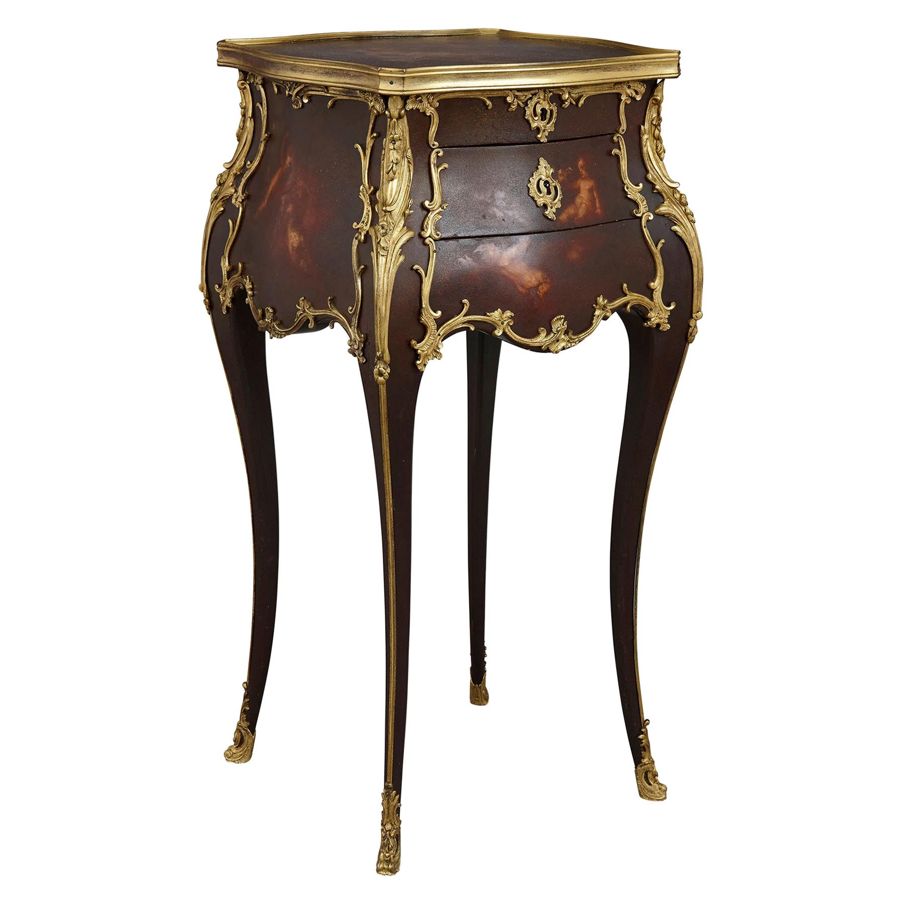 Rococo Style Side Table with Vernis Martin Decoration and Gilt Bronze Mounts For Sale
