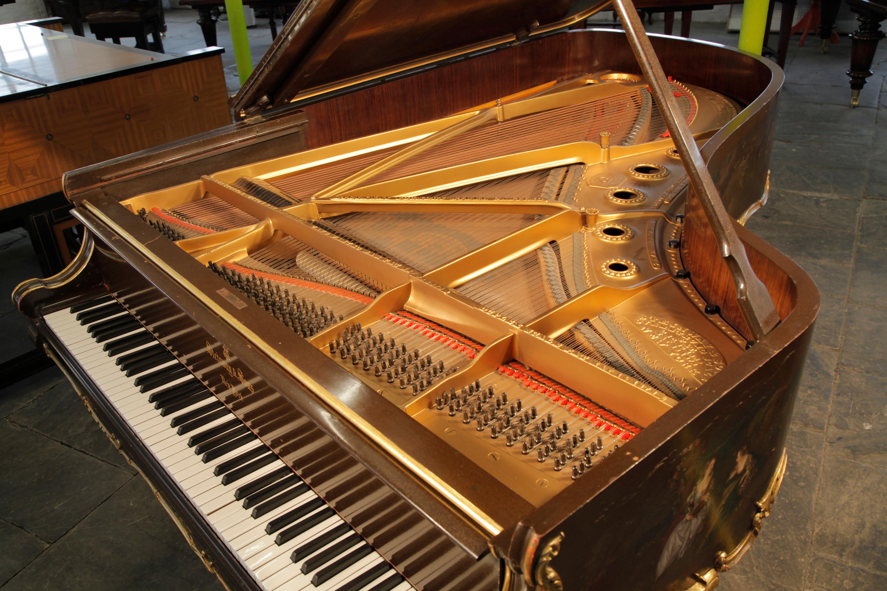 Grand piano Steinway Modèle B, scènes peintes à la main Fete Galante en vente 6