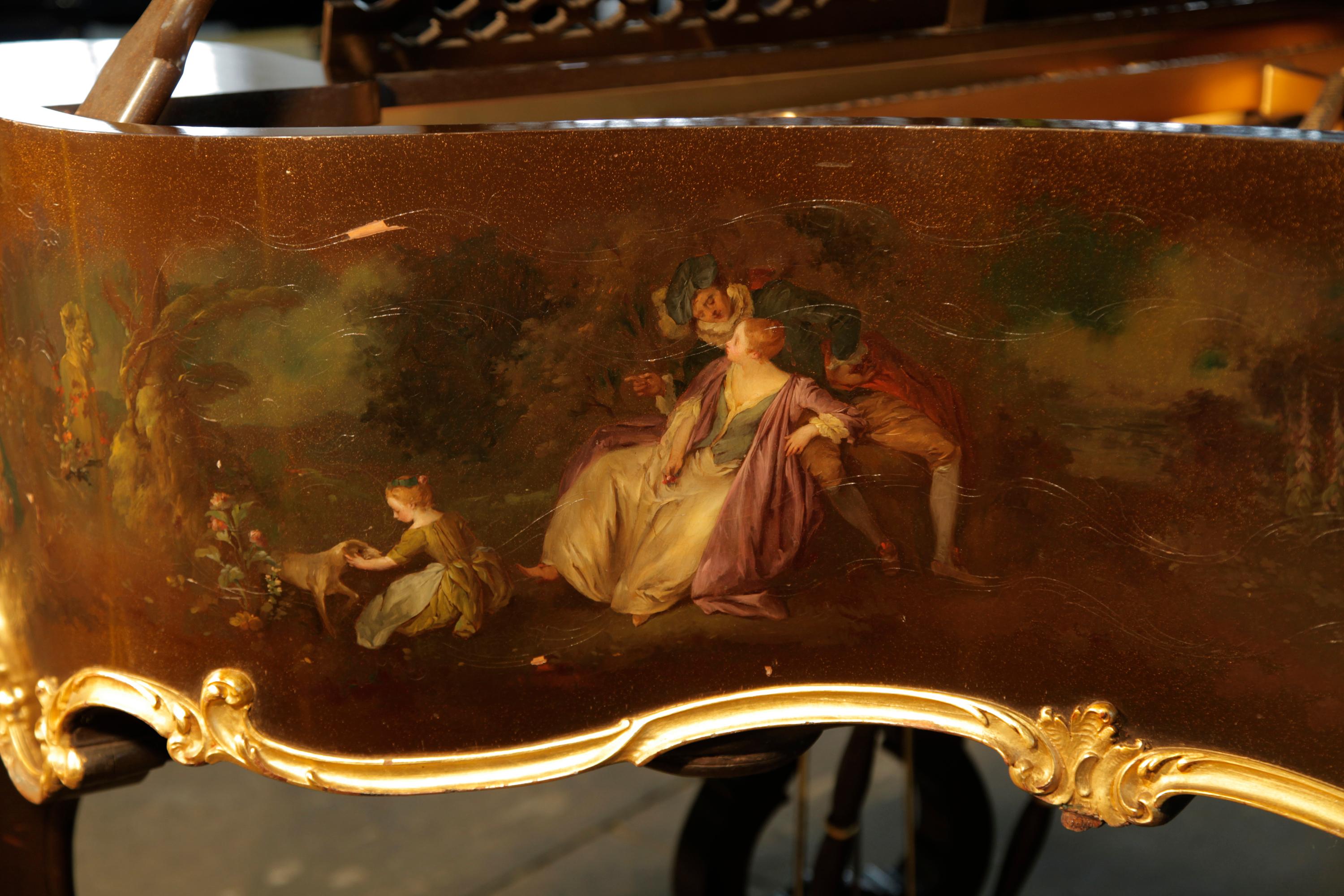 Grand piano Steinway Modèle B, scènes peintes à la main Fete Galante en vente 8
