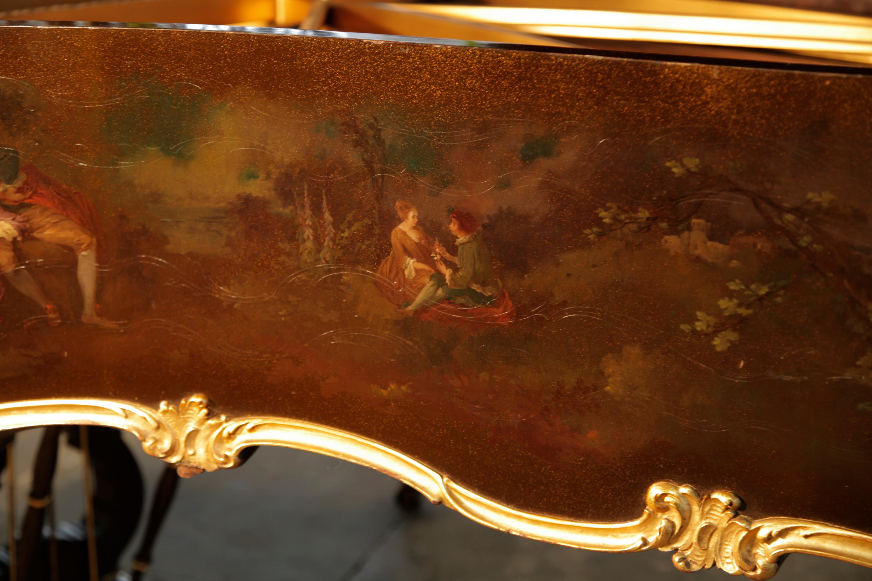 Grand piano Steinway Modèle B, scènes peintes à la main Fete Galante en vente 11