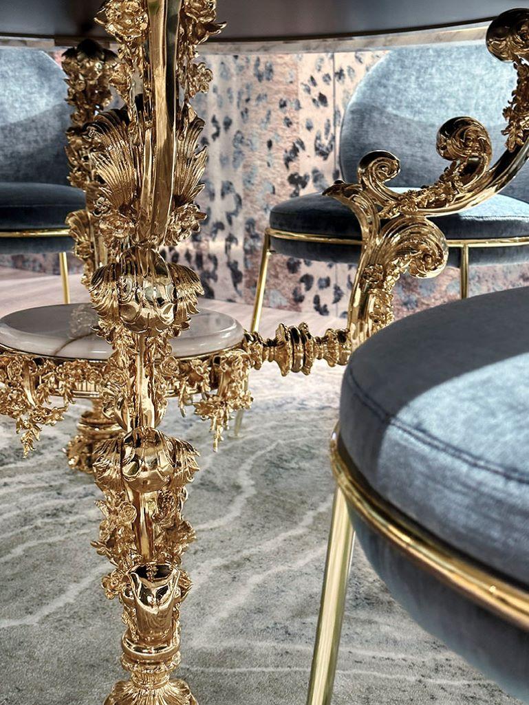 Rococo style Table Bronze legs wax casting Technique  Marble top Calacatta Gold In New Condition For Sale In London, GB
