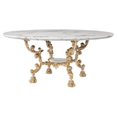 Rococo style Table Bronze legs wax casting Technique  Marble top Calacatta Gold