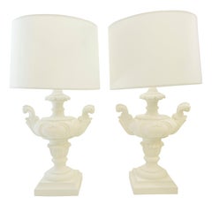 Rococo Style Table Lamps in Matte White