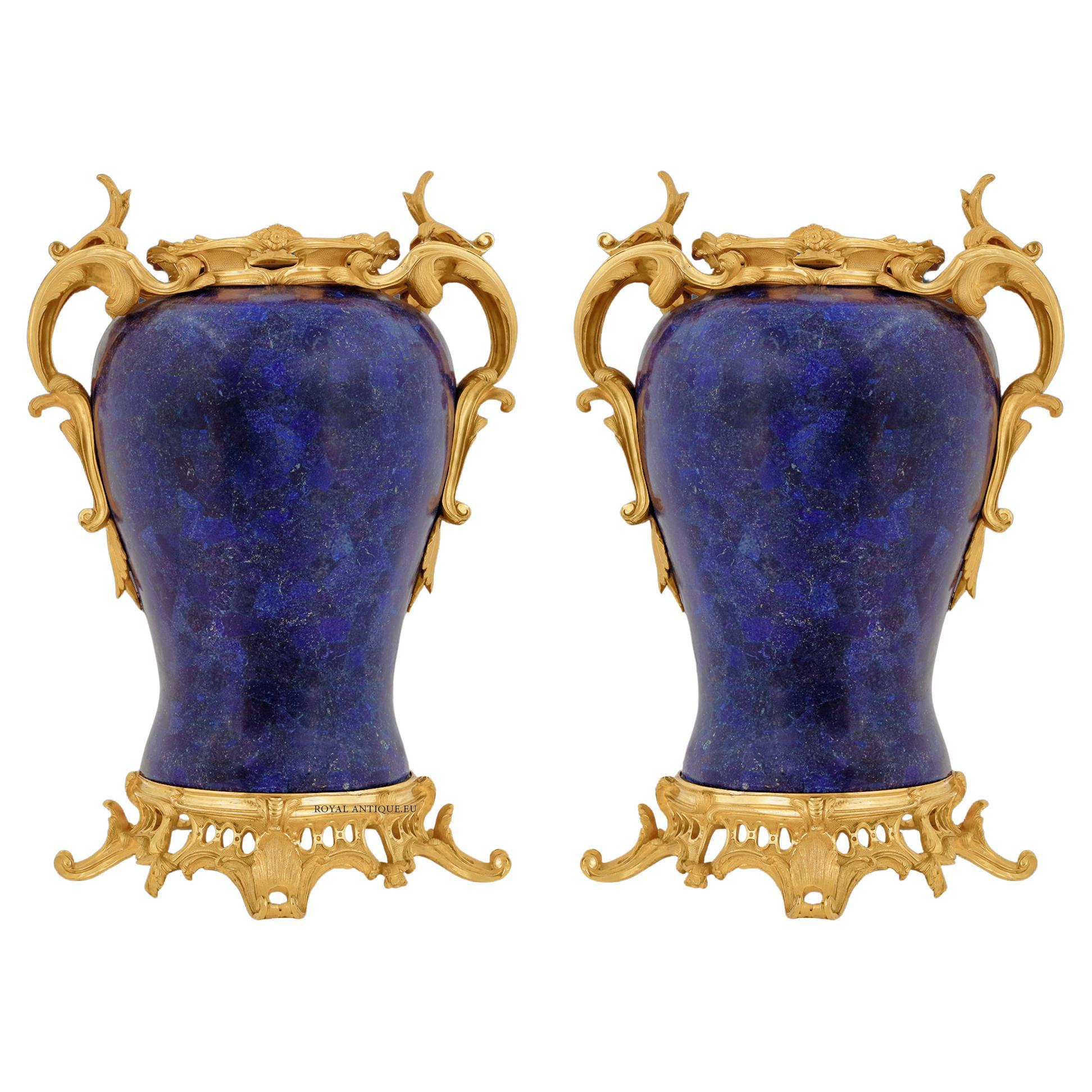 Broche Ancienne Style Art Nouveau 1900 En Pâte De Verre Lapis-lazuli Et Bronze - Motif Floral, Unisexe