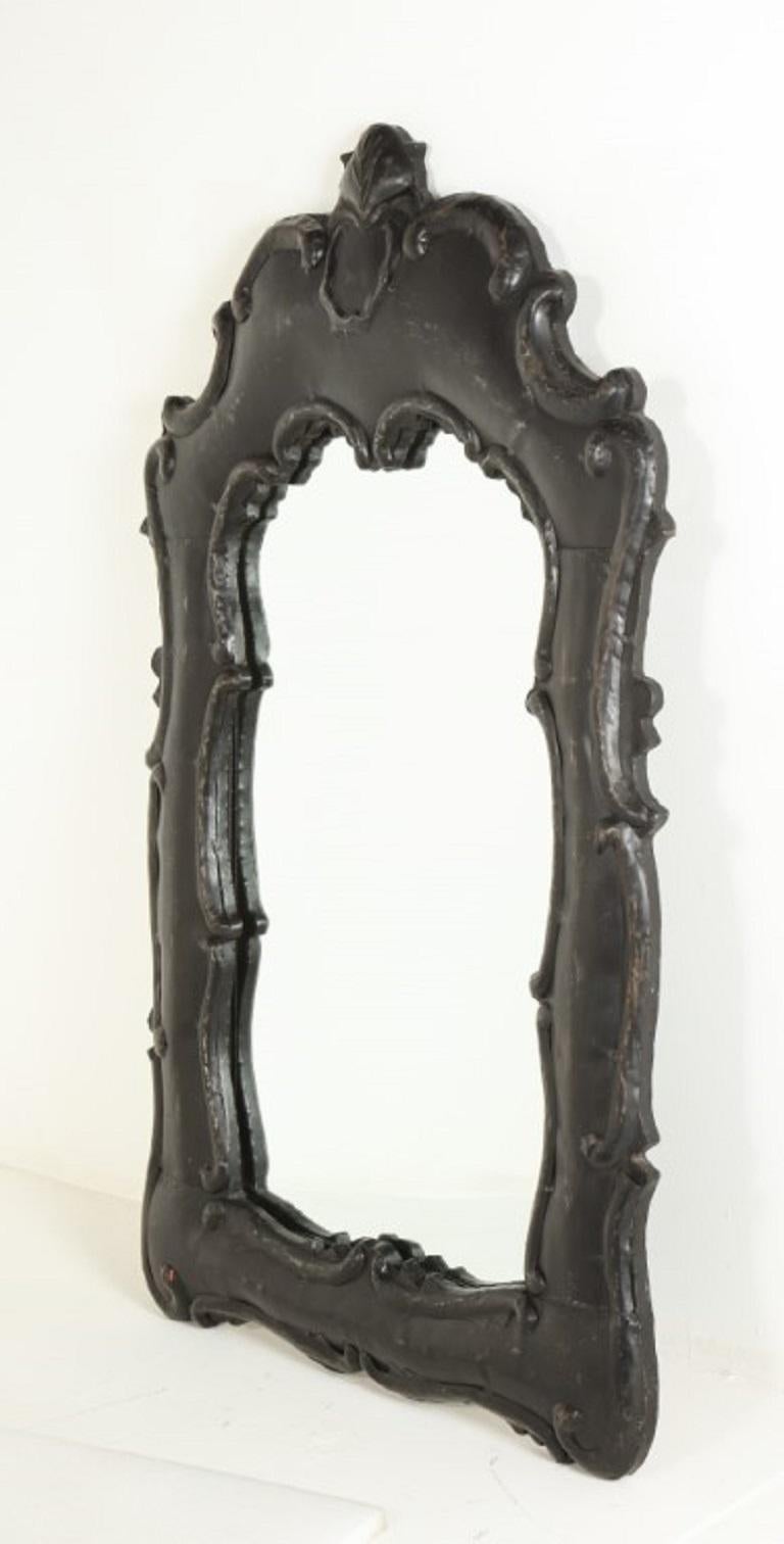 Rococo Style Wall Mirror with Ornate Painted Black Carved Wood Frame For  Sale at 1stDibs | dunelm ornate mirror, black rococo mirror, black ornate  wall mirror