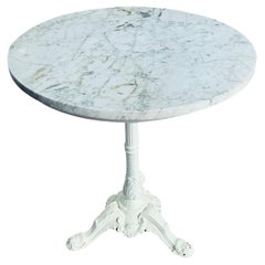 Rococo Style White Marble Cast Iron Round Bistro /Garden Table