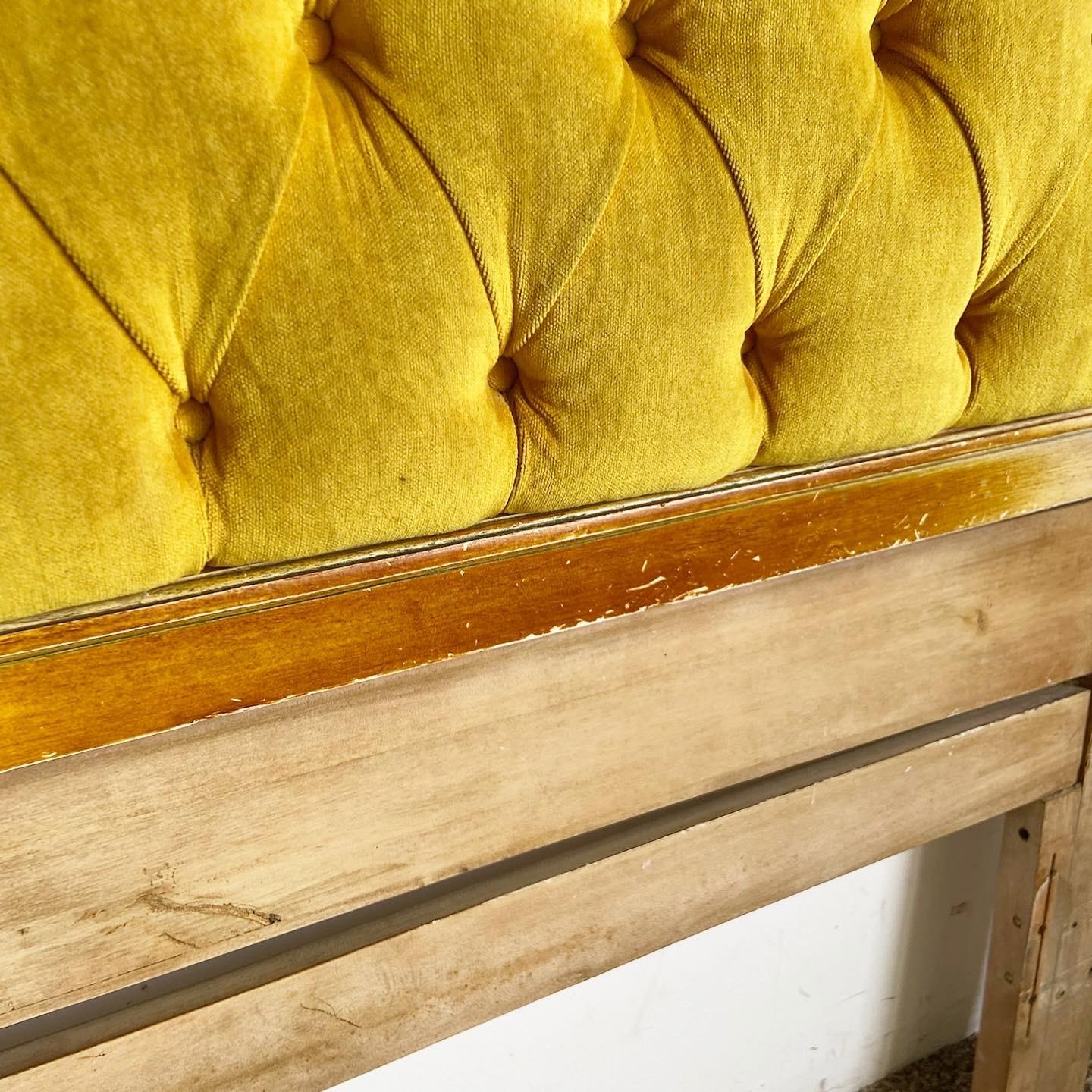 Rococo Style Yellow Tufted King Size Headboard For Sale at 1stDibs