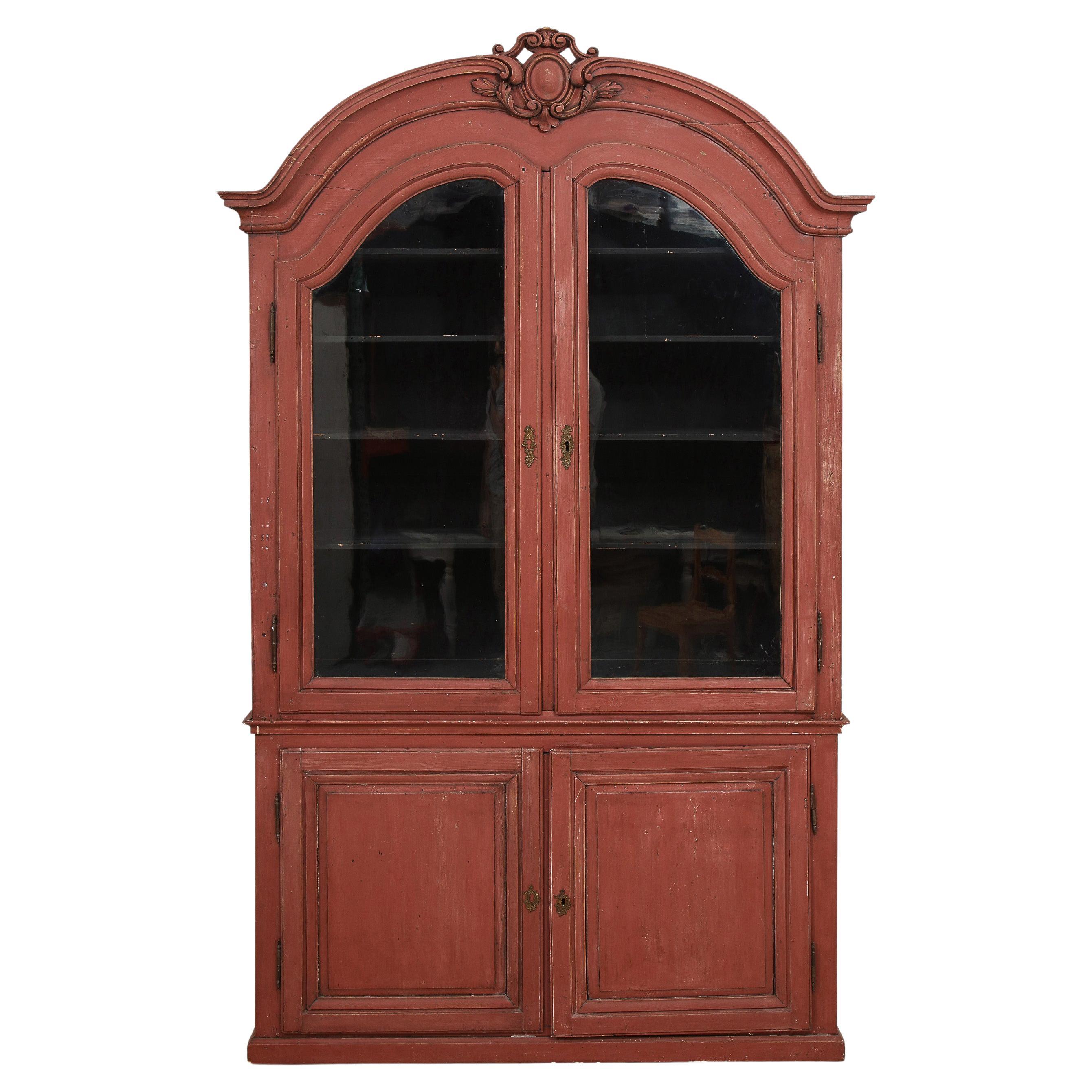 Rococo Swedish 18th Century Cabinet with Glass Doors, Sweden, Circa 1760-1775