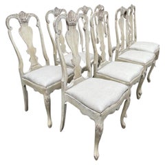 Antique Rococo Swedish Dining Chairs, Set of 8